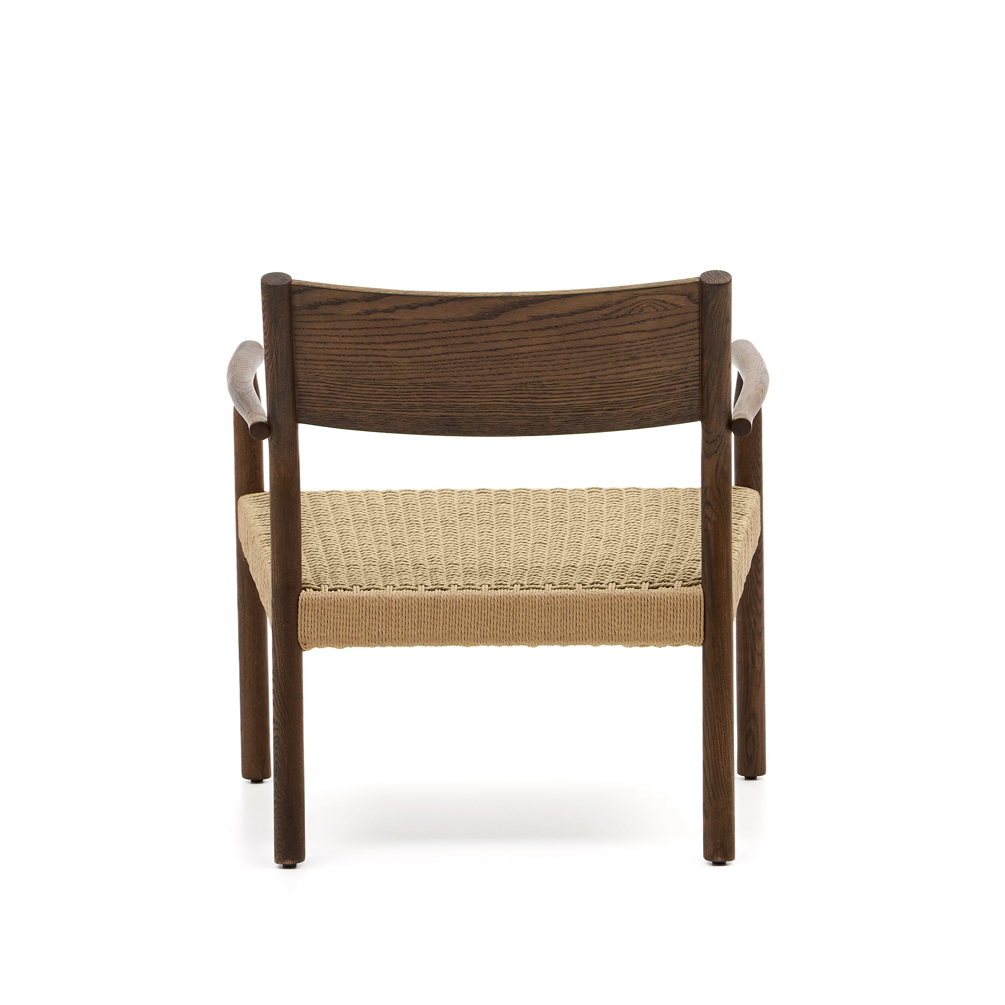 Yalia armchair in solid oak with a walnut finish and paper rope seat FSC 100% - Product Image