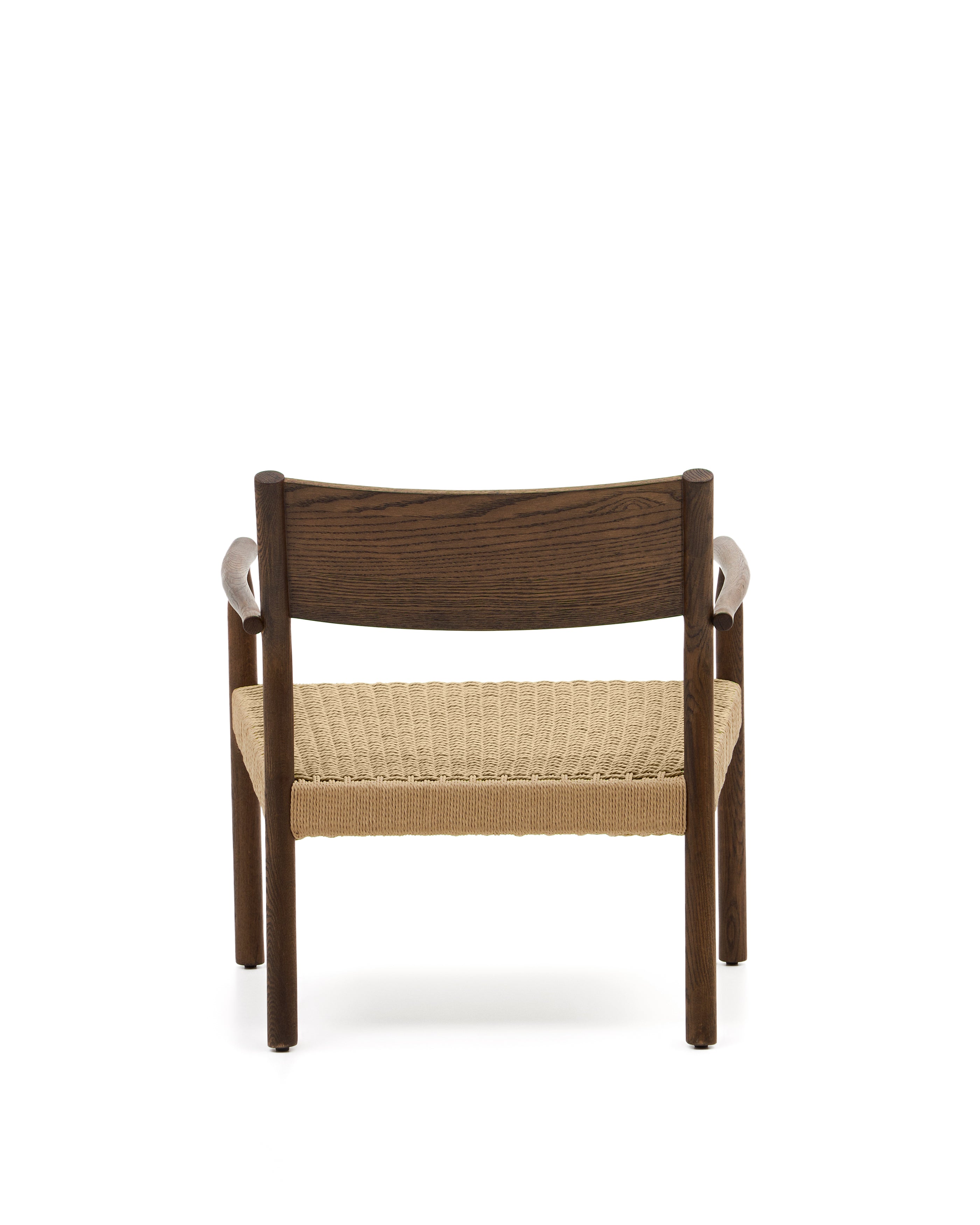Yalia armchair in solid oak with a walnut finish and paper rope seat FSC 100% - Product Image