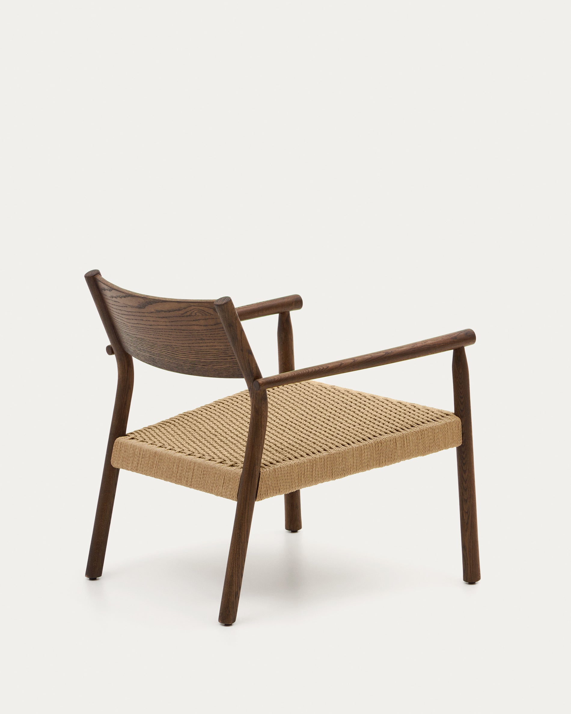 Yalia armchair in solid oak with a walnut finish and paper rope seat FSC 100% - Product View