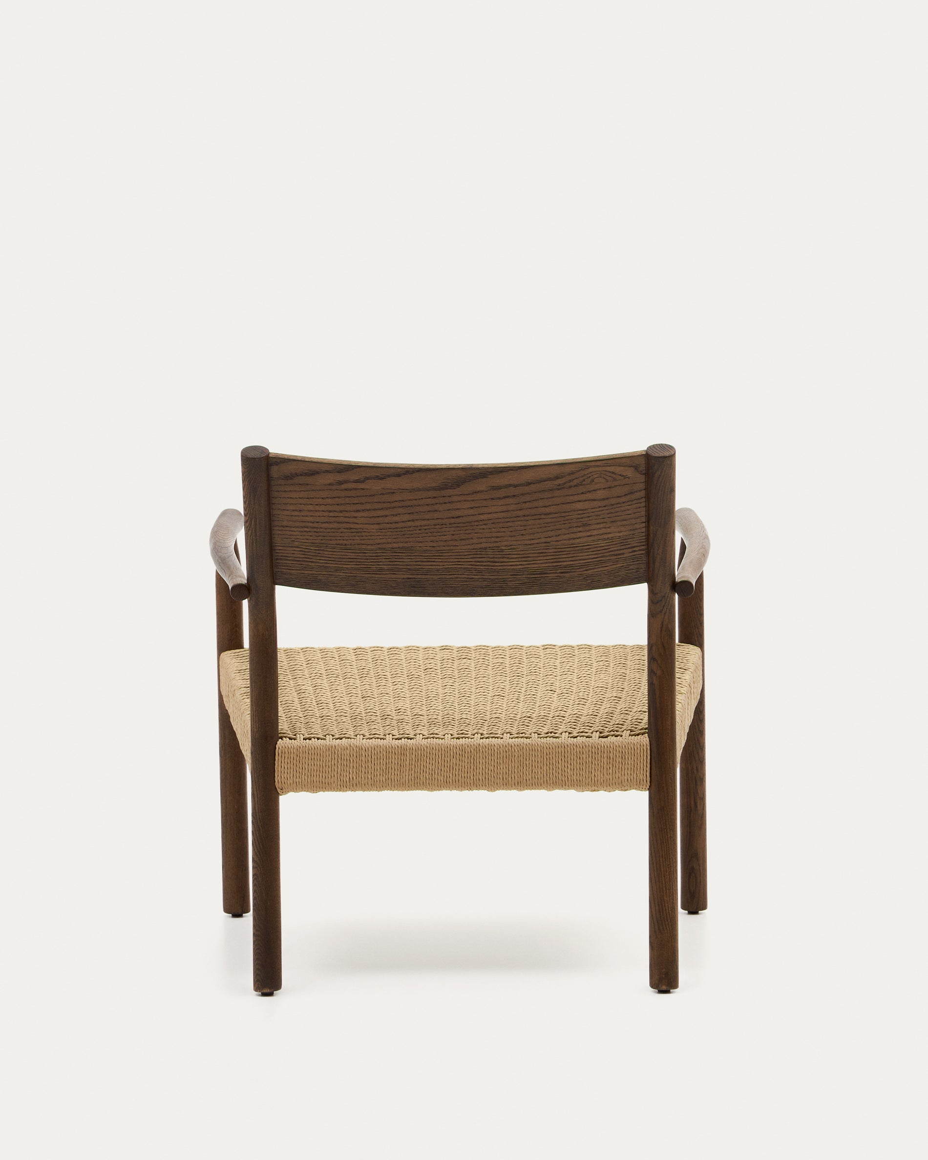 Yalia armchair in solid oak with a walnut finish and paper rope seat FSC 100% - Product View