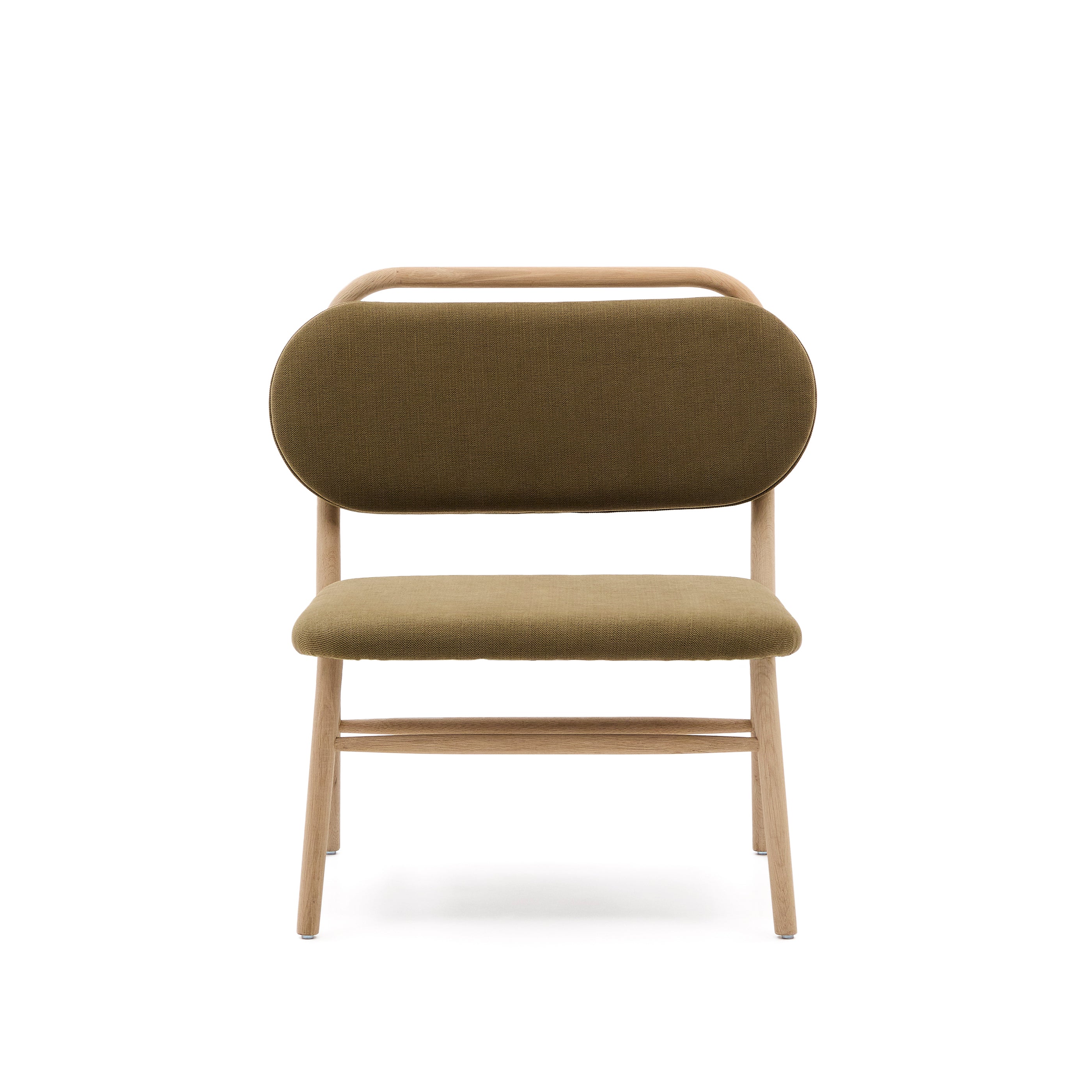 Helda armchair in green chenille and FSC Mix Credit solid oak wood - Product Image
