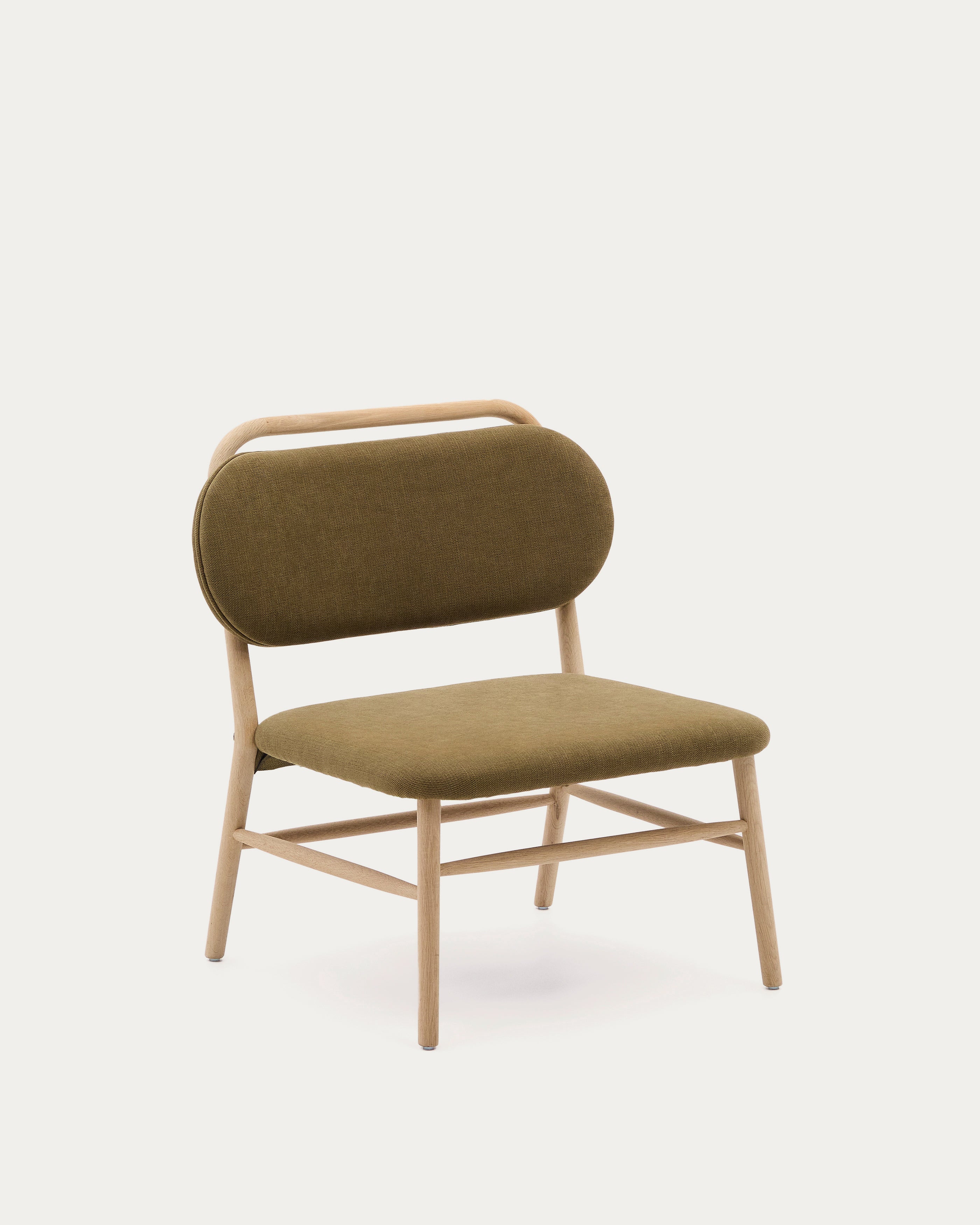 Helda armchair in green chenille and FSC Mix Credit solid oak wood - Product View