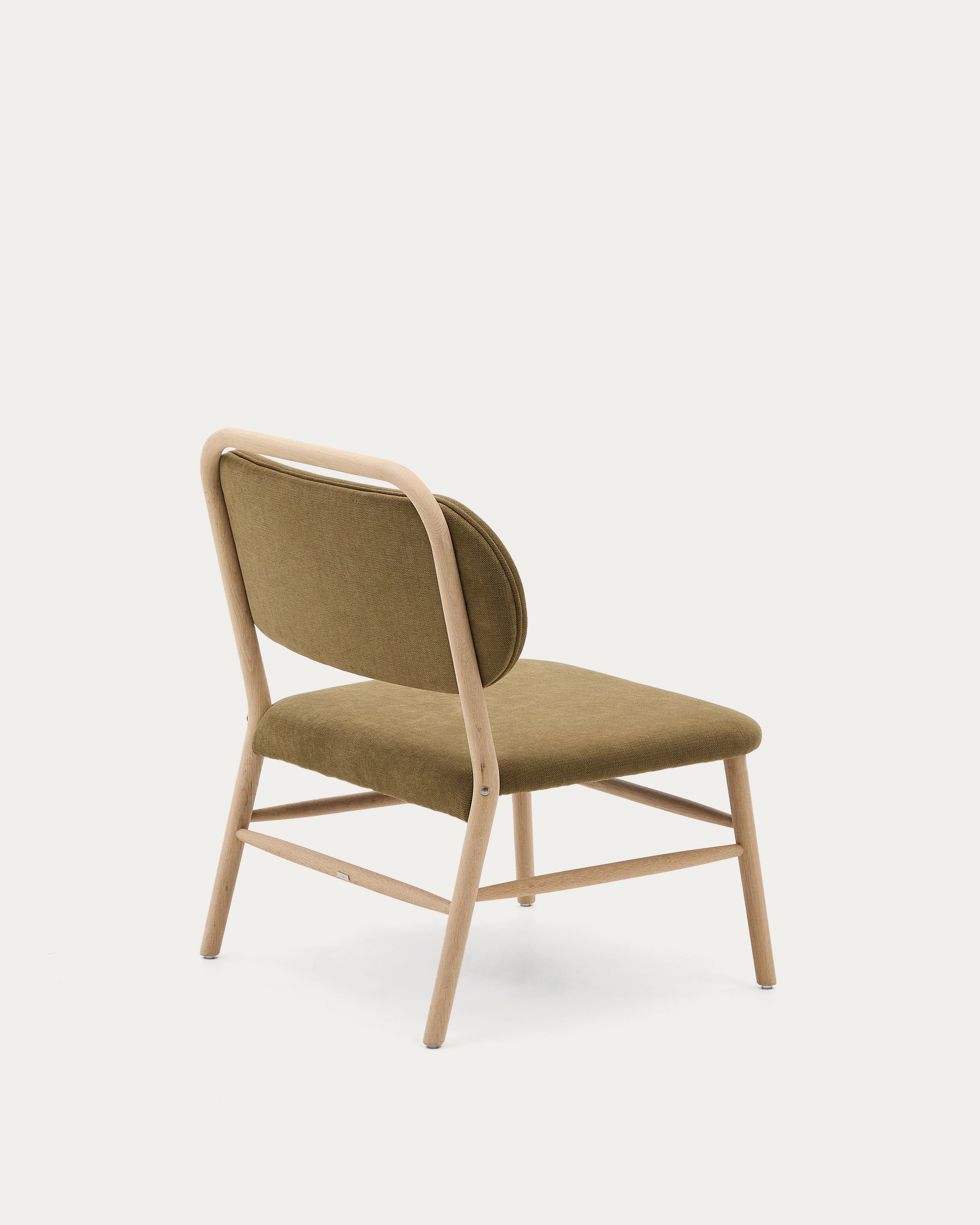 Helda armchair in green chenille and FSC Mix Credit solid oak wood - Product View