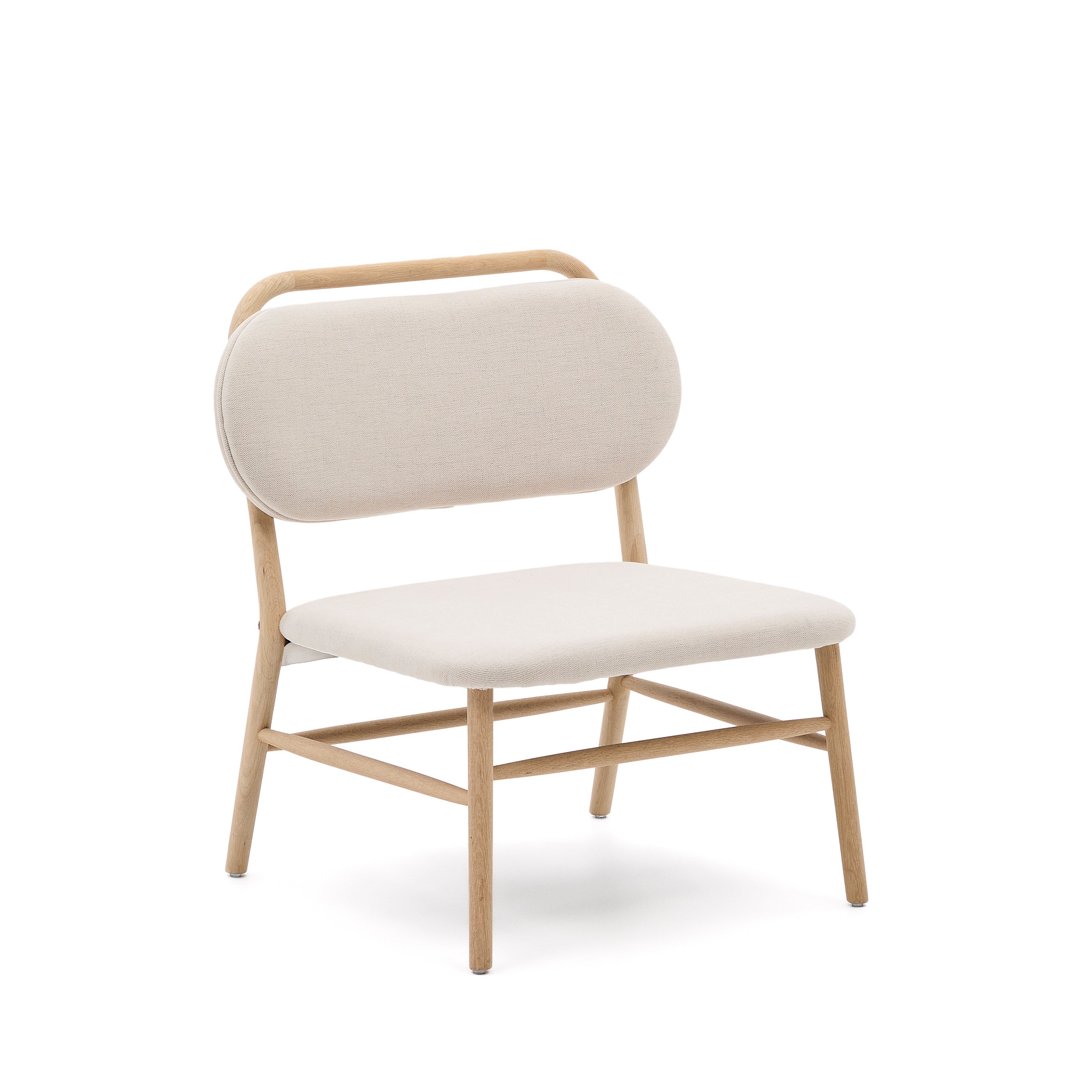 Helda armchair in beige chenille and FSC Mix Credit solid oak wood - Product Image