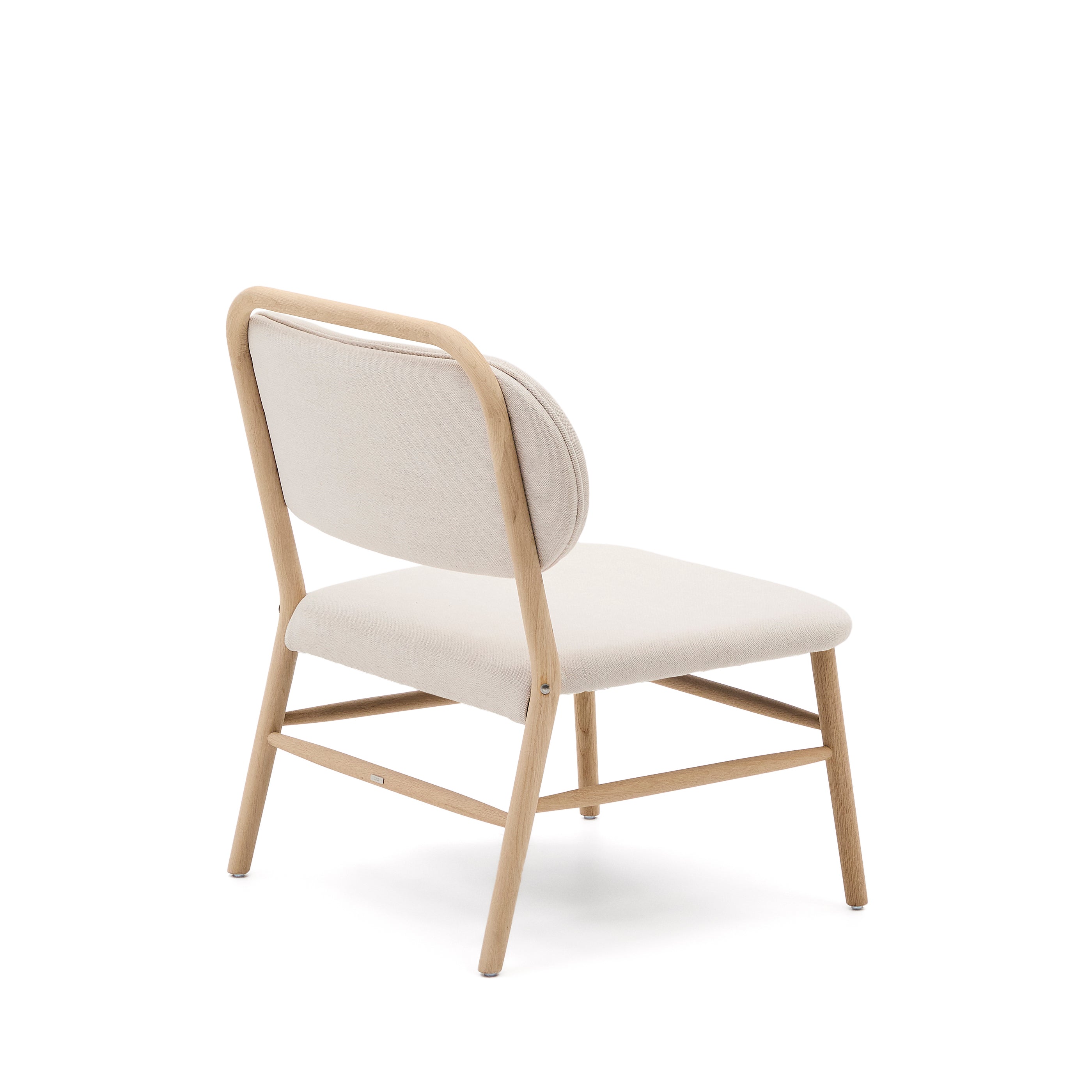 Helda armchair in beige chenille and FSC Mix Credit solid oak wood - Product Image