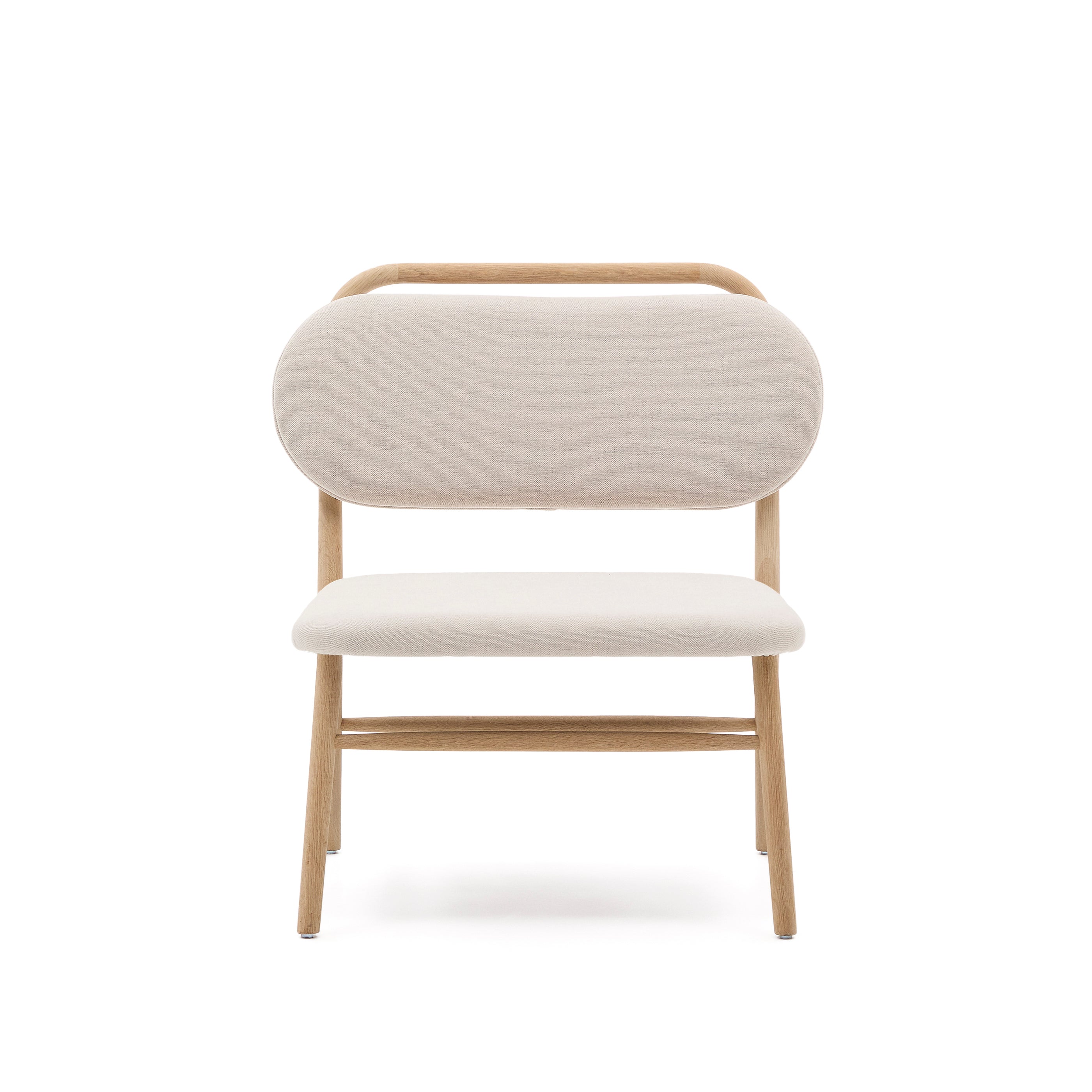 Helda armchair in beige chenille and FSC Mix Credit solid oak wood - Product Image