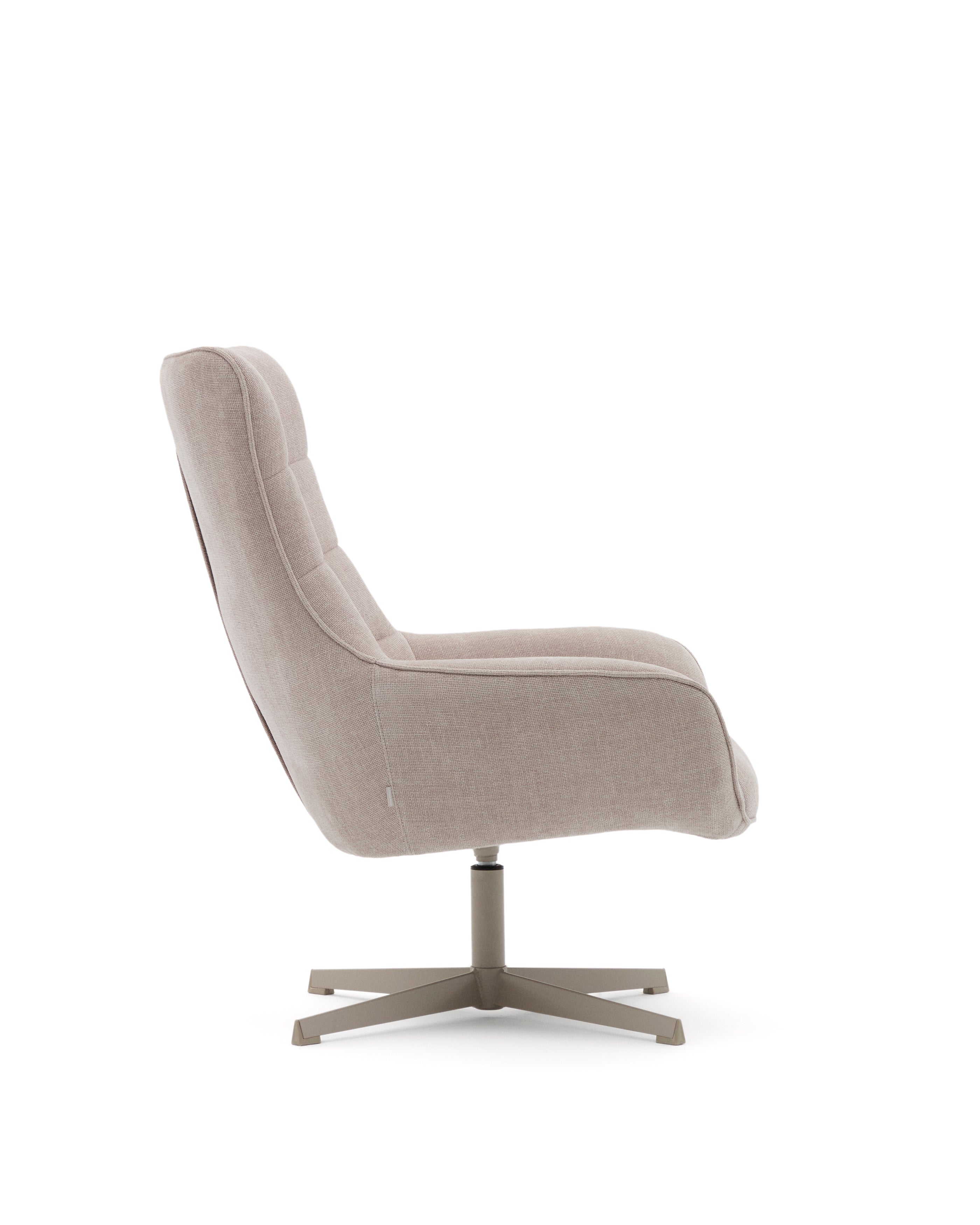 Teryl swivel beige chenille armchair with grey-finished metal, FSC 100% - Product Image