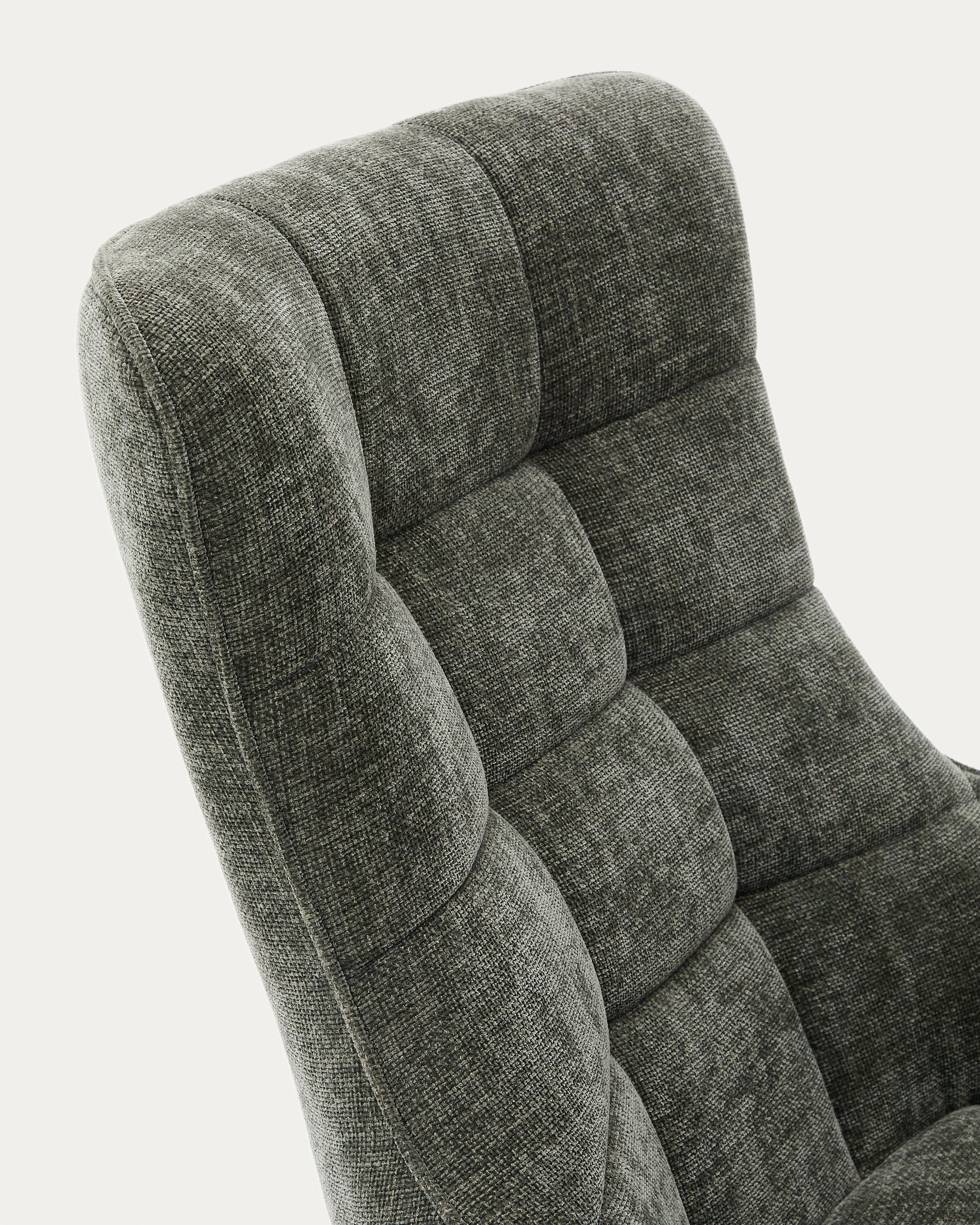Teryl swivel green chenille armchair with grey-finished metal, FSC 100% - Detail