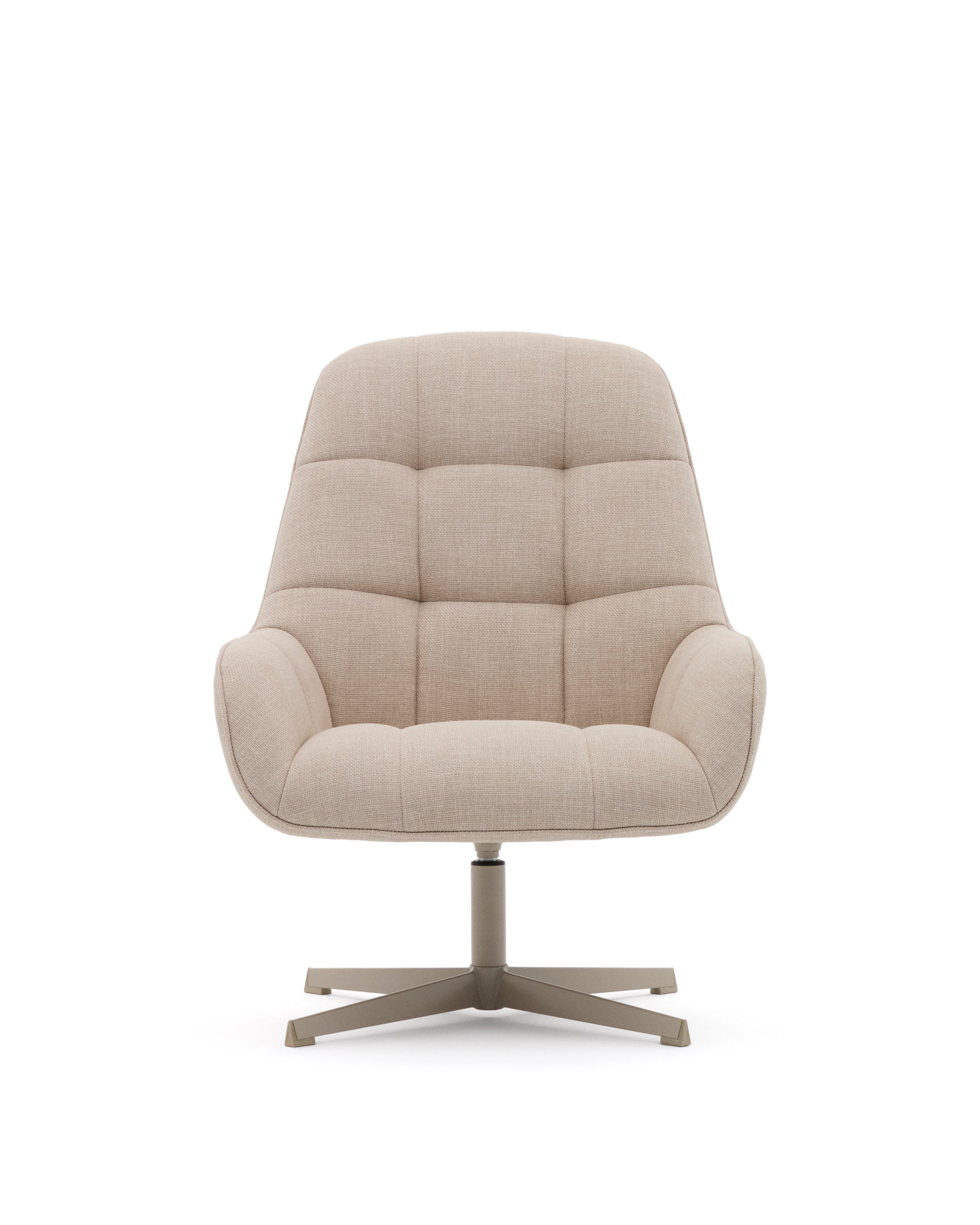 Jaspe beige swivel armchair with grey-finished metal, FSC 100% - Product Image