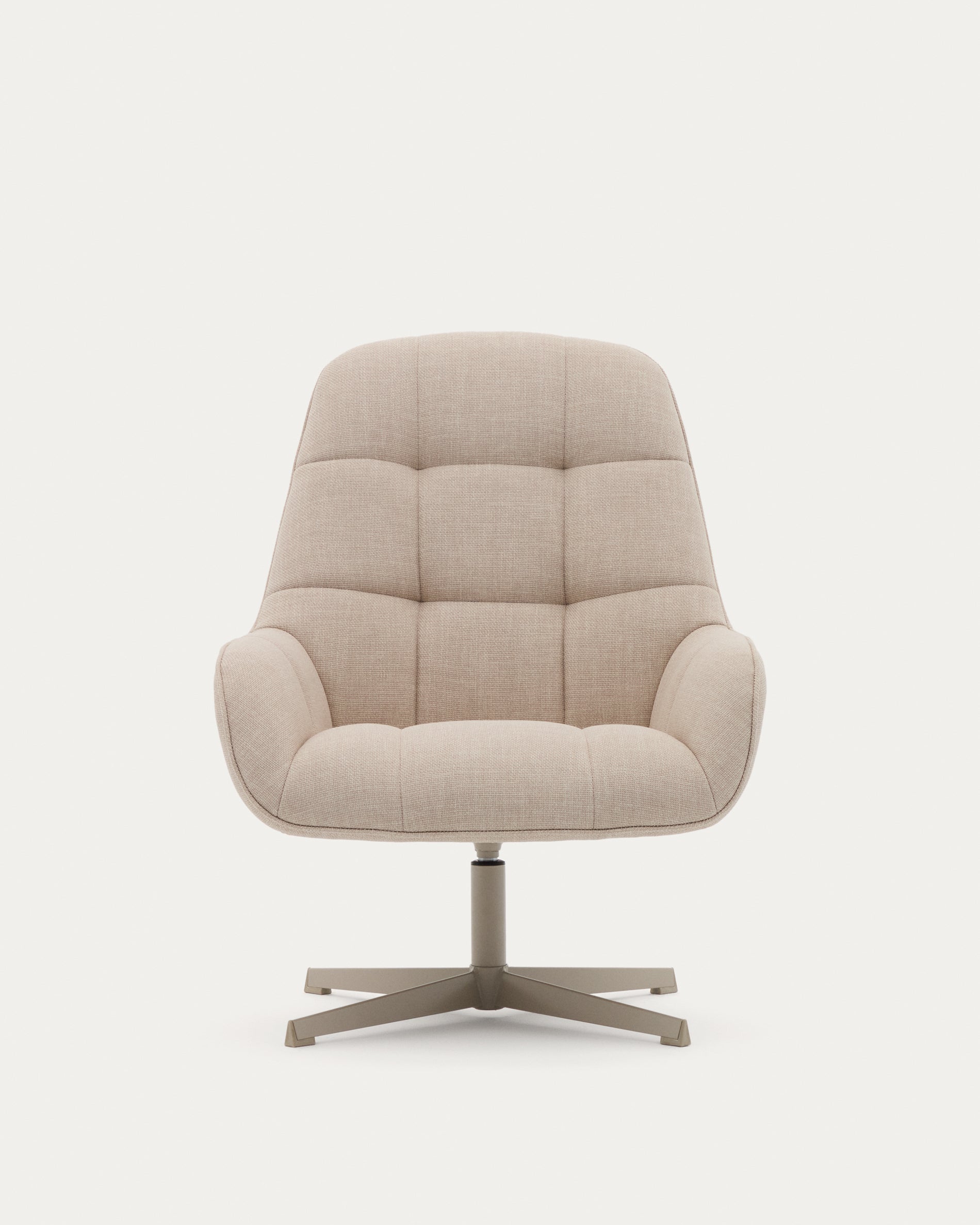 Jaspe beige swivel armchair with grey-finished metal, FSC 100% - Product View
