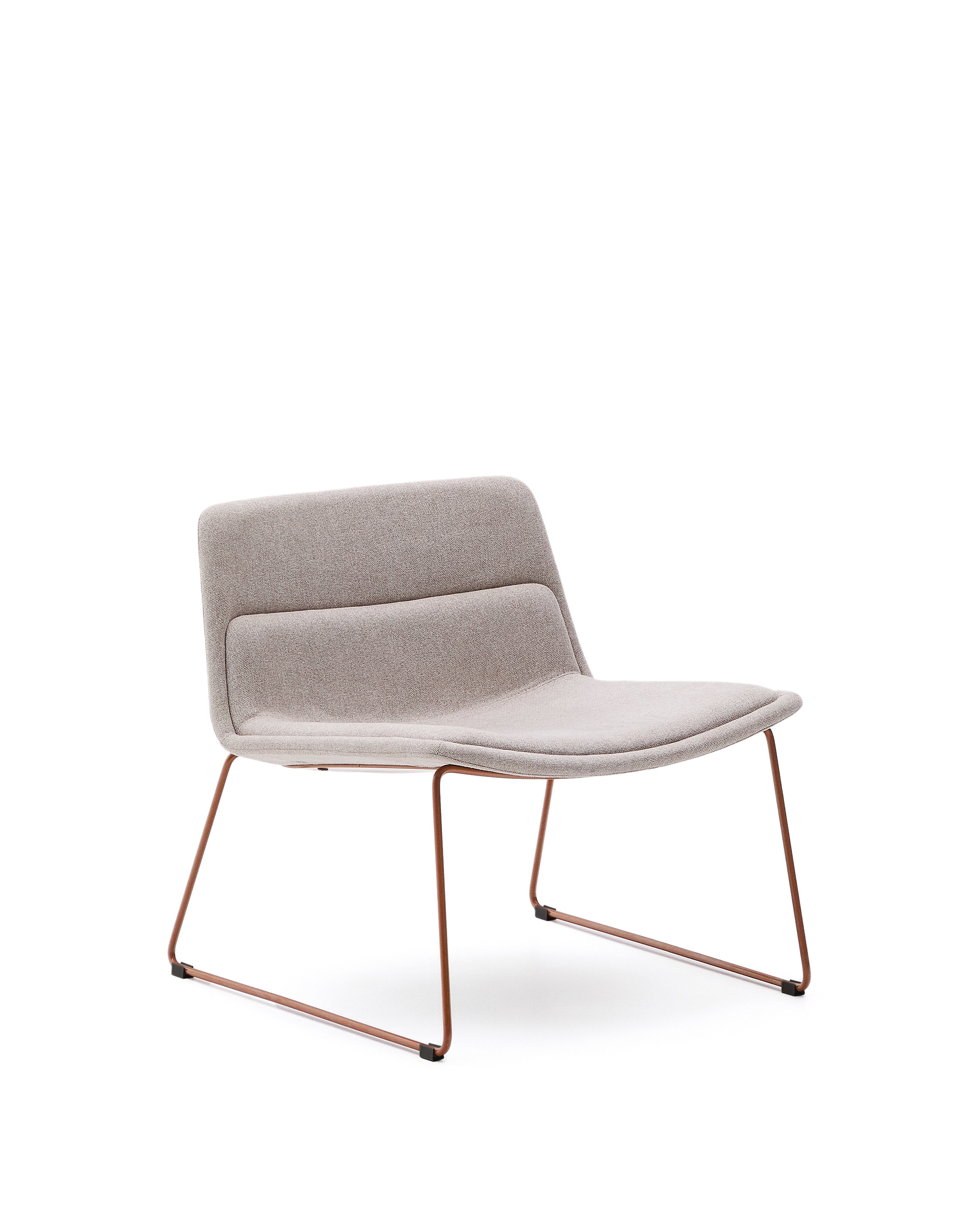 Zahara beige armchair with steel legs and FSC 100% terracotta finish - Product Image