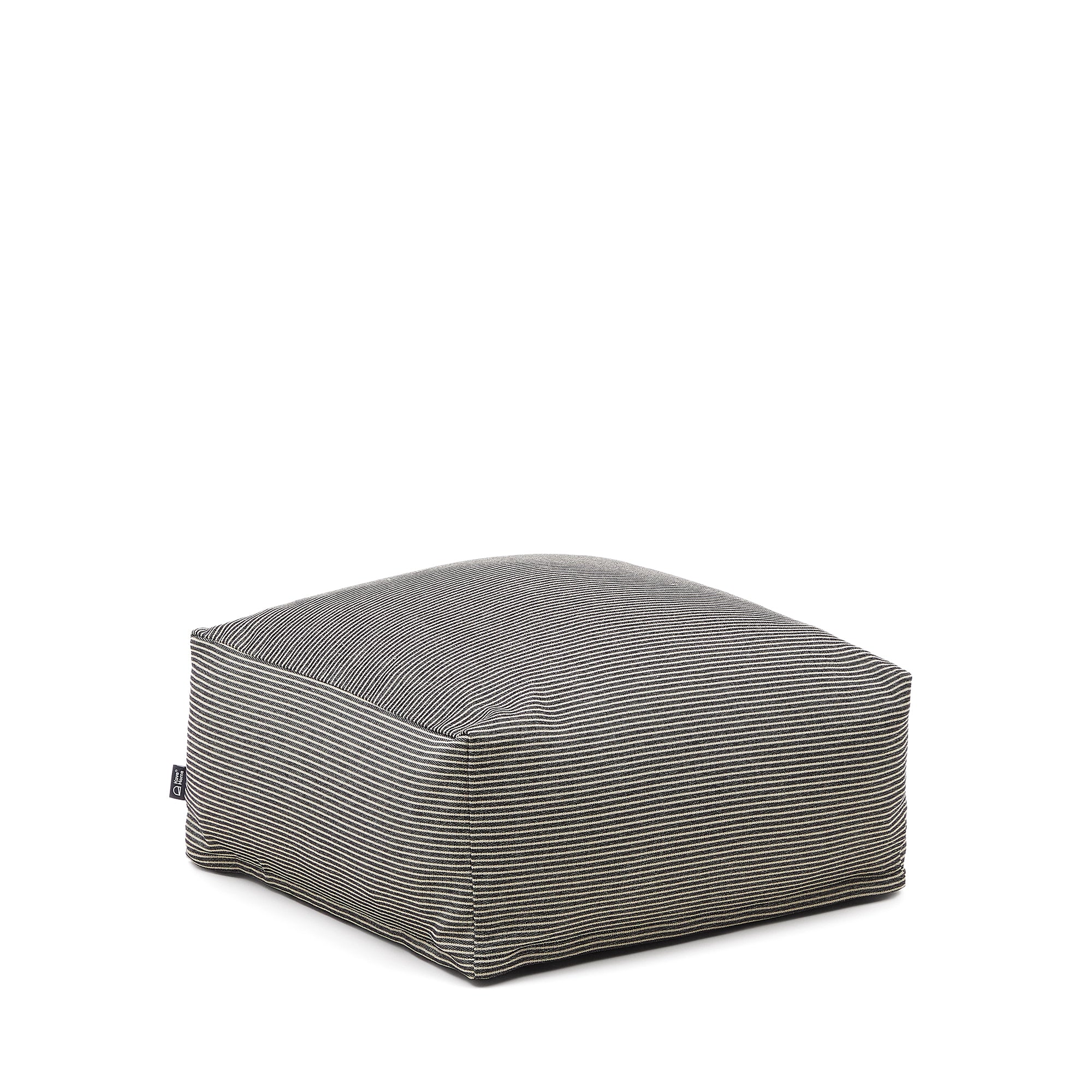 Famara pouffe with removable cover in cotton with navy blue stripes 60 x 60 x 40 cm - Product Image