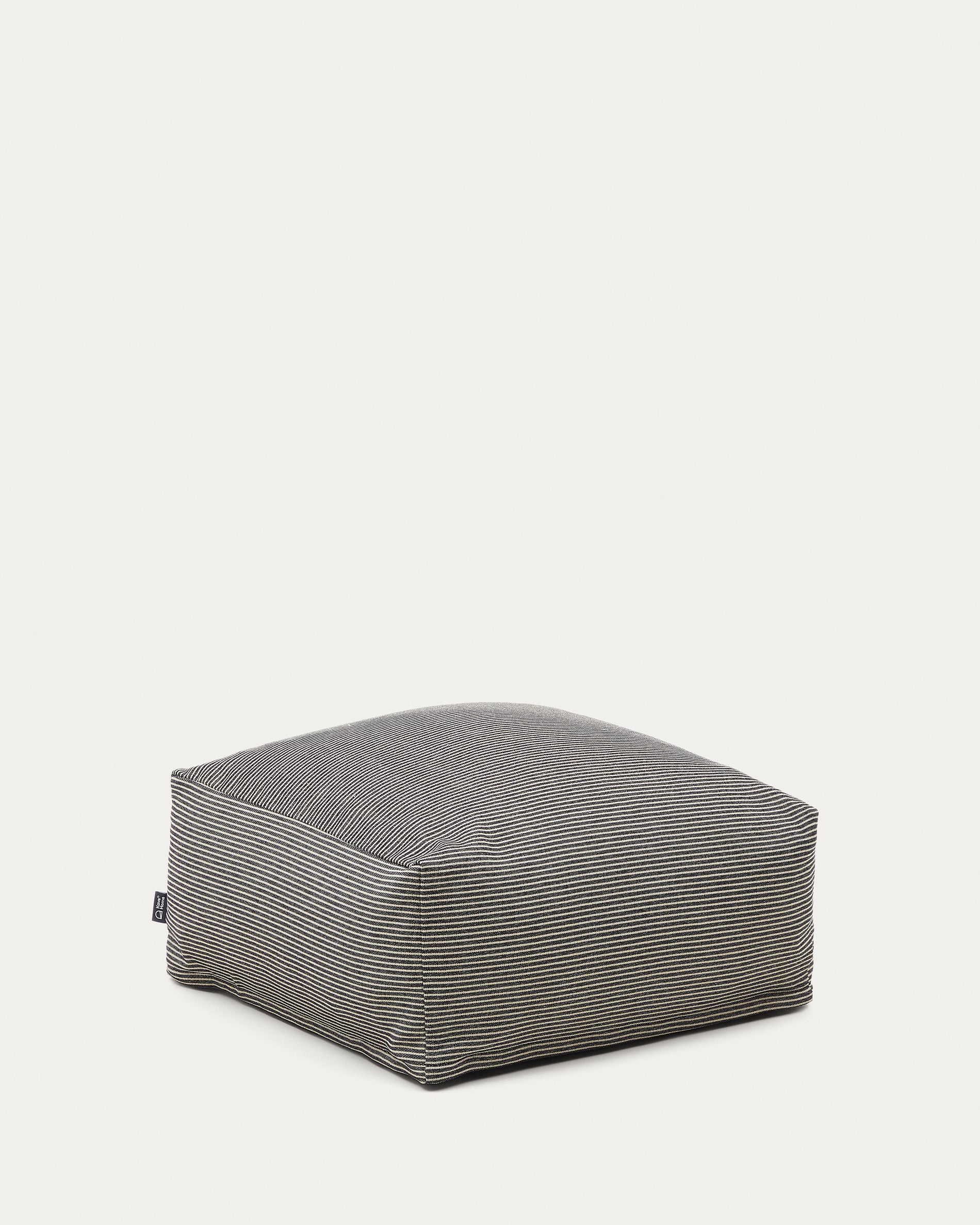 Famara pouffe with removable cover in cotton with navy blue stripes 60 x 60 x 40 cm - Product View