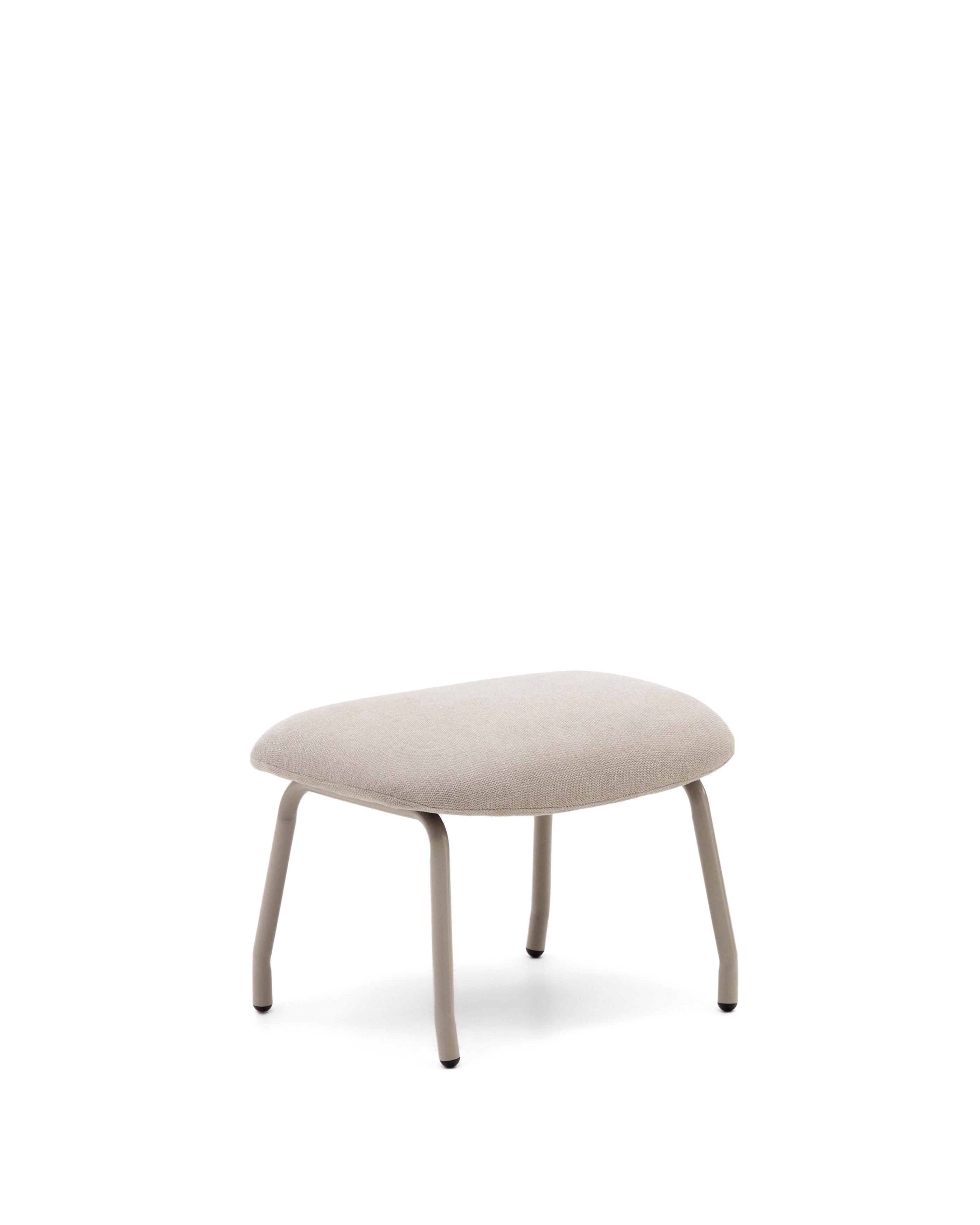 Belina beige chenille footrest in steel with beige finish FSC 100% - Product Image