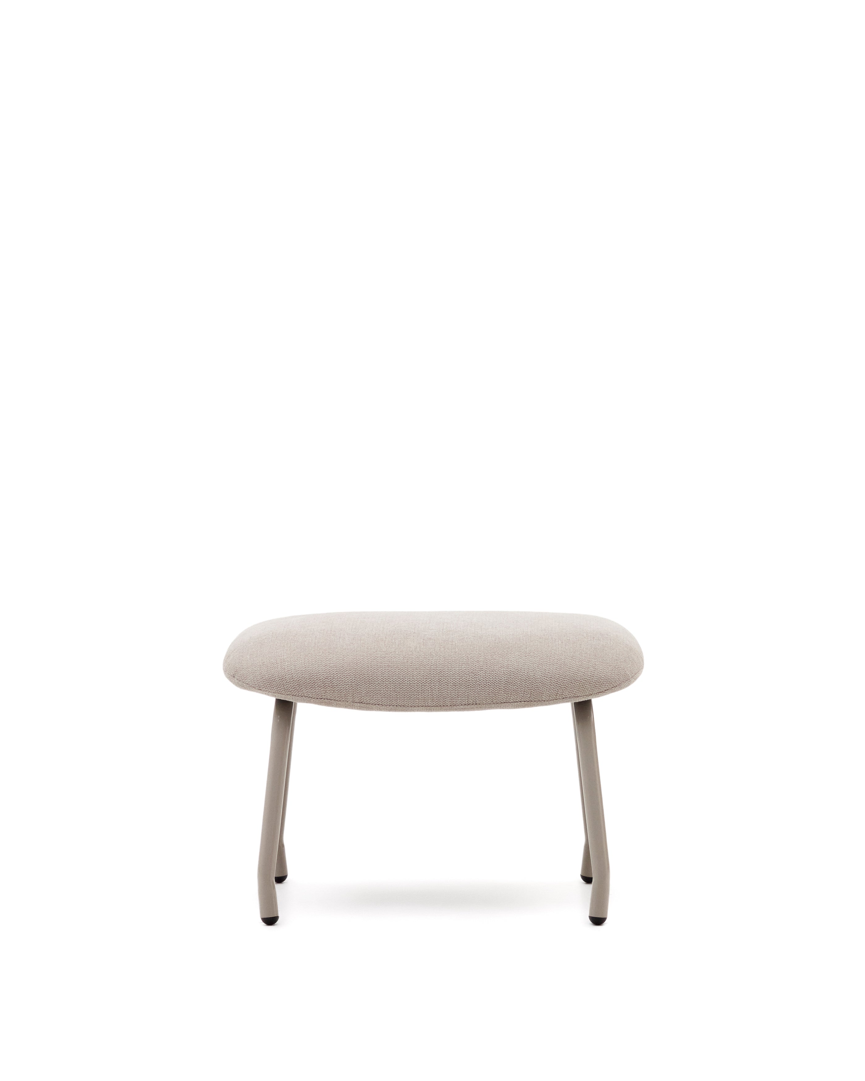 Belina beige chenille footrest in steel with beige finish FSC 100% - Product Image