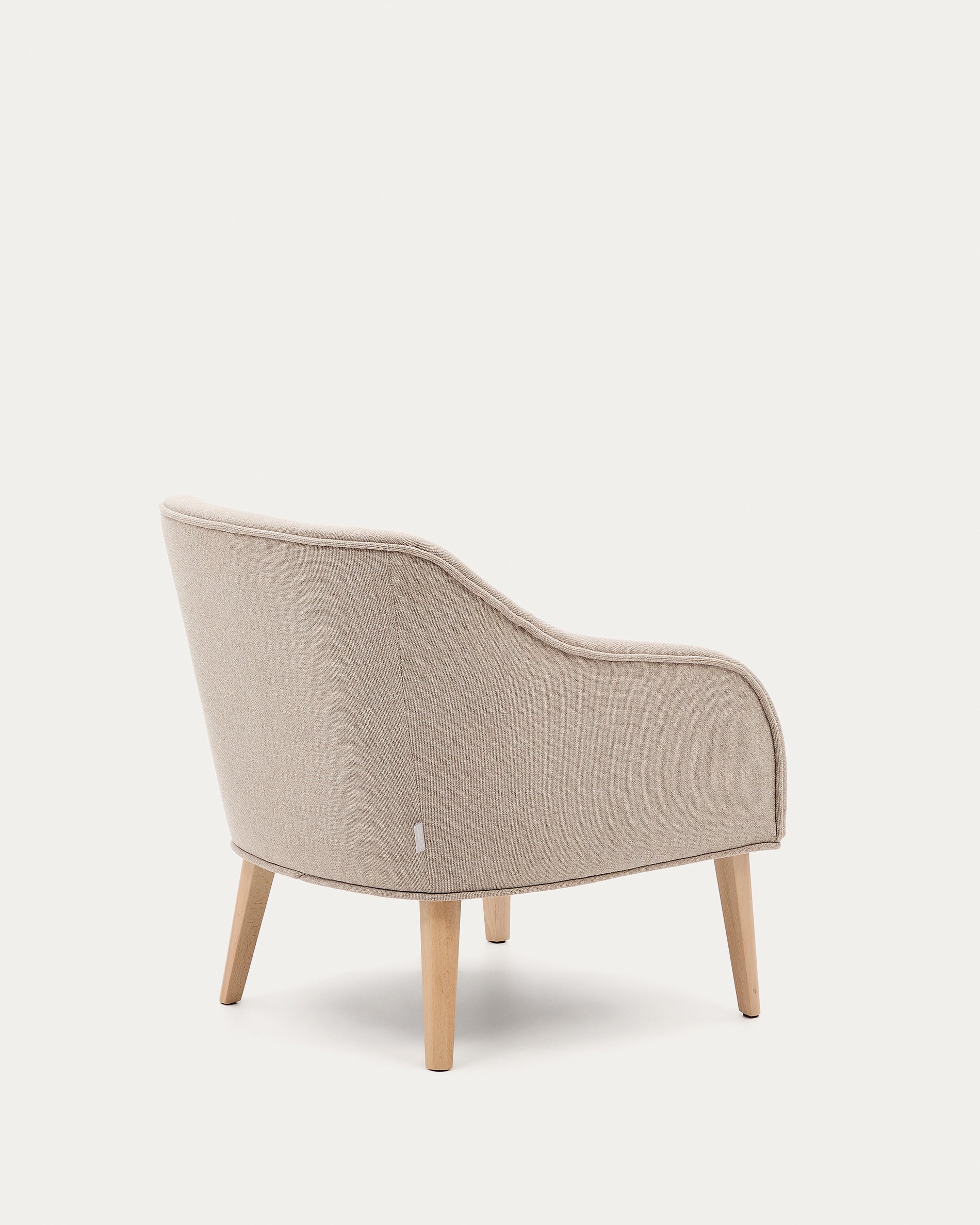 Bobly armchair in beige and with solid beech wood in a natural finish - Product View