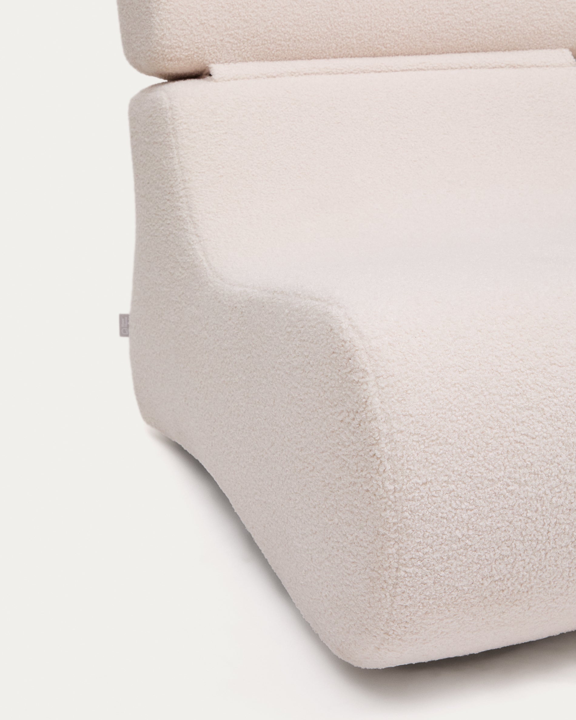 Club ecru-coloured, bouclé armchair - Detail