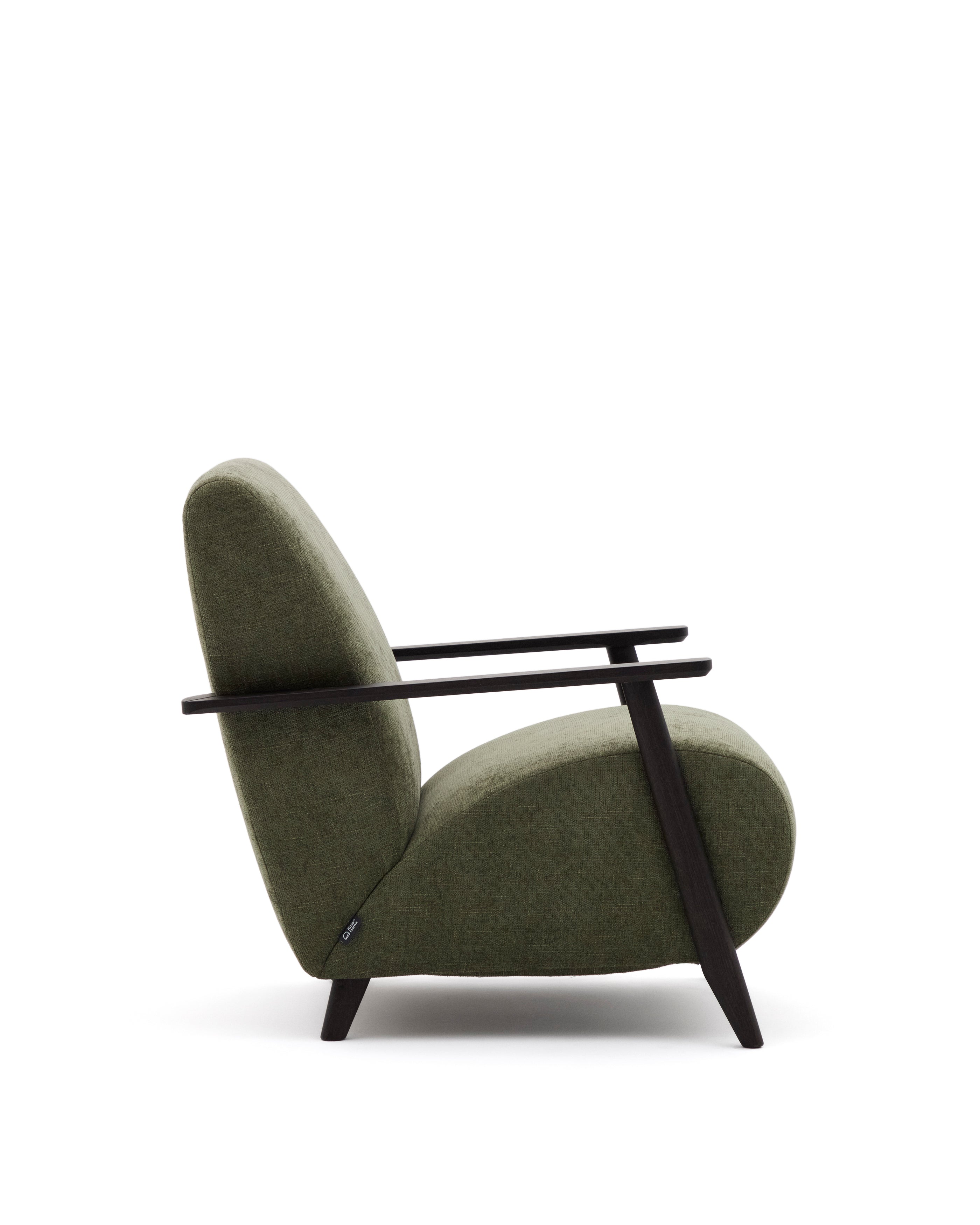 Meghan armchair in green chenille and with solid beech wood in a wenge finish FSC Mix Credit - Product Image