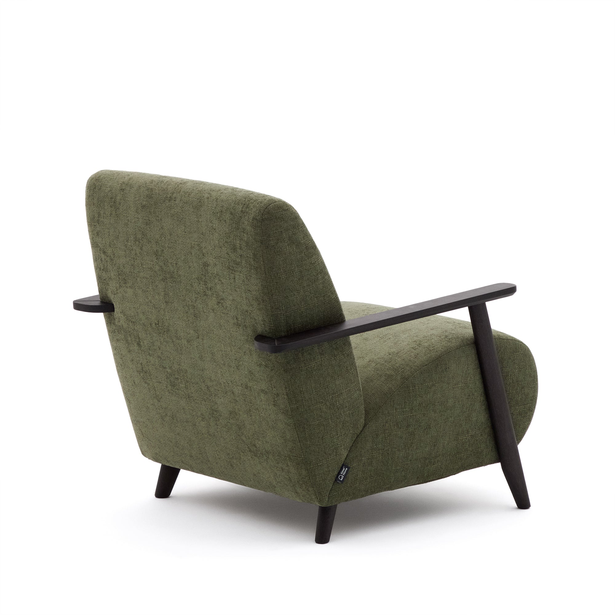 Meghan armchair in green chenille and with solid beech wood in a wenge finish FSC Mix Credit - Product Image