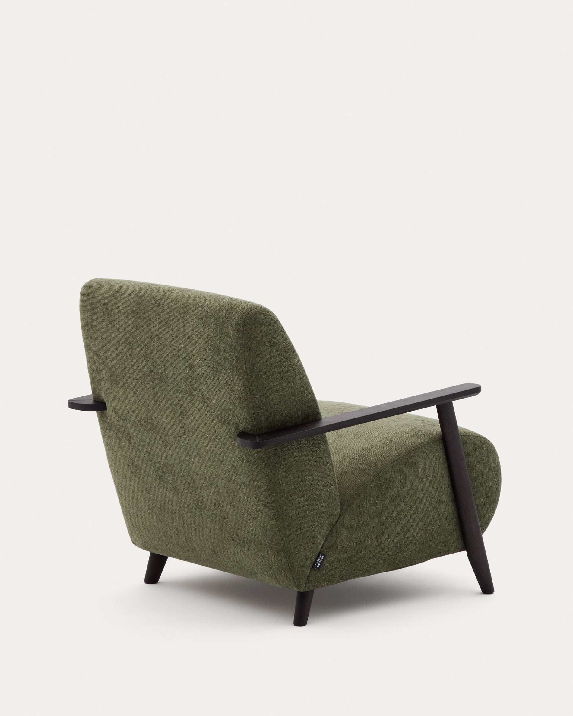 Meghan armchair in green chenille and with solid beech wood in a wenge finish FSC Mix Credit - Product View