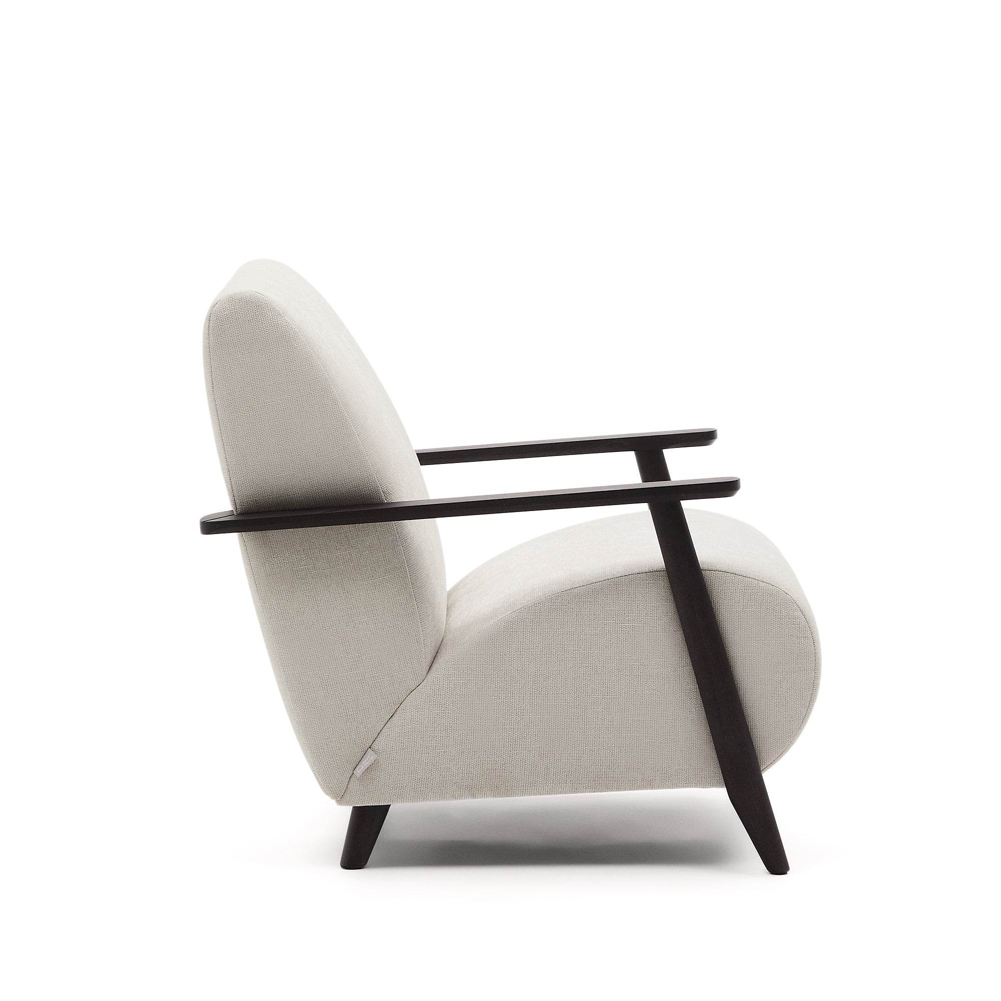 Meghan armchair in pearl chenille and with solid beech wood in a wenge finish FSC Mix Credit - Product Image
