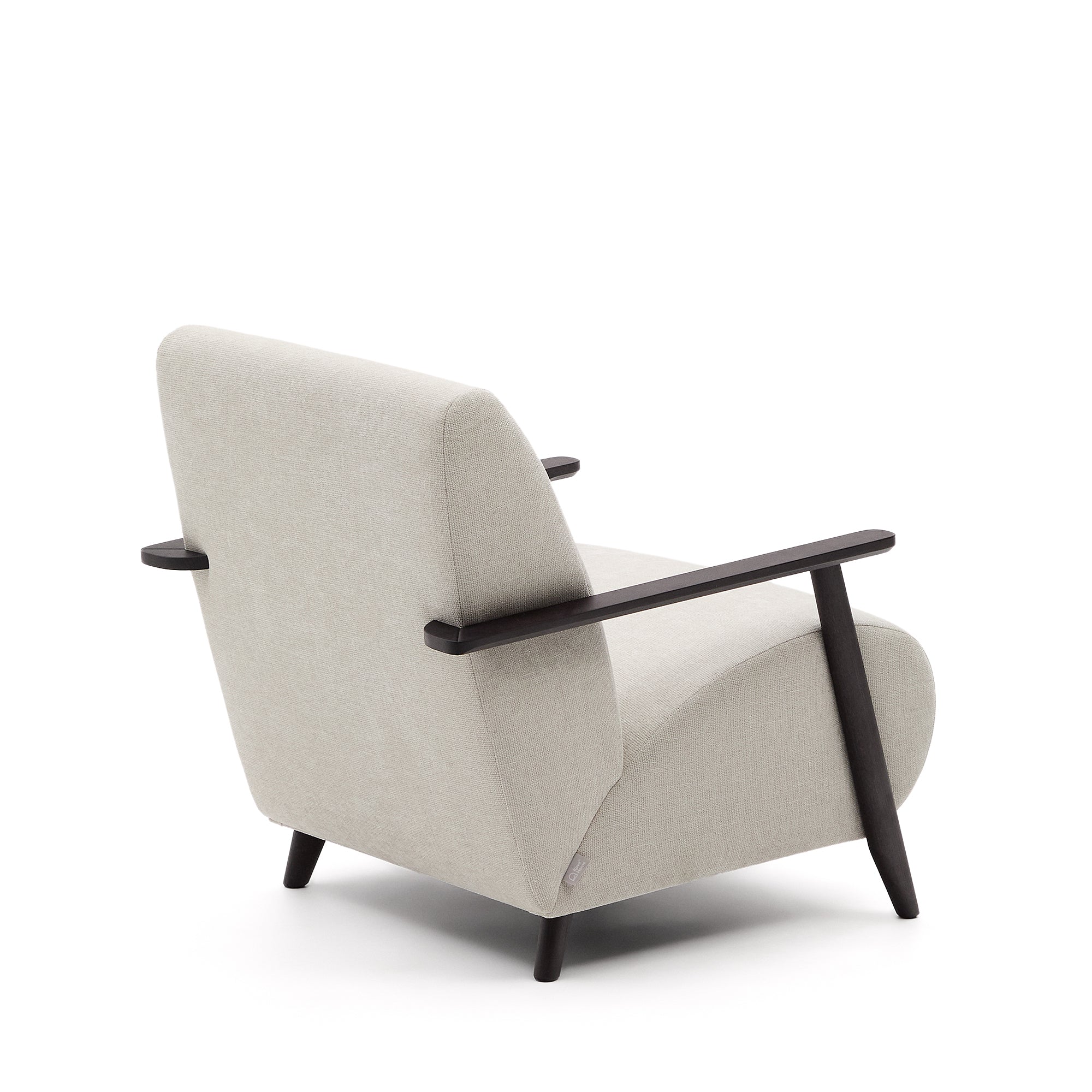 Meghan armchair in pearl chenille and with solid beech wood in a wenge finish FSC Mix Credit - Product Image