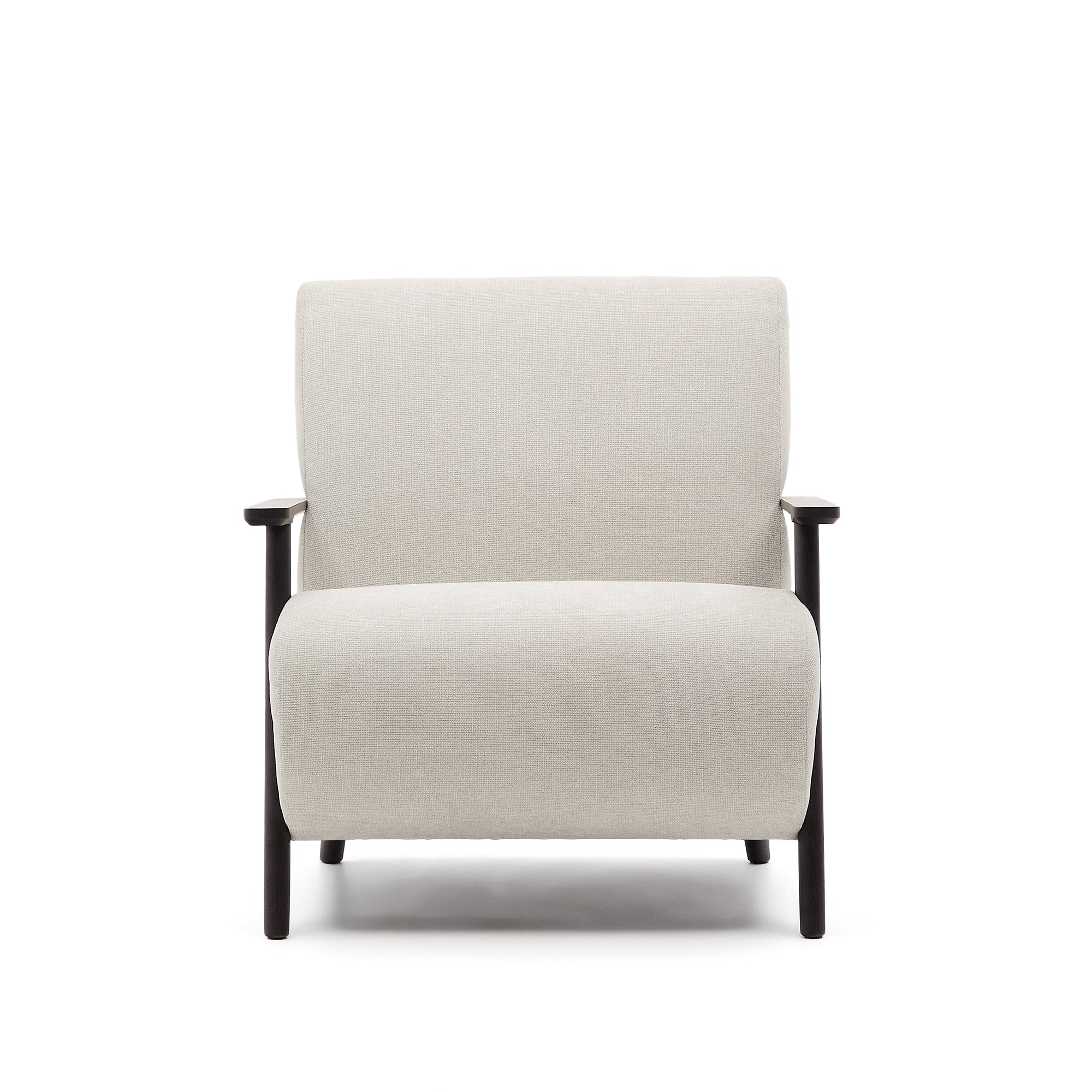 Meghan armchair in pearl chenille and with solid beech wood in a wenge finish FSC Mix Credit - Product Image