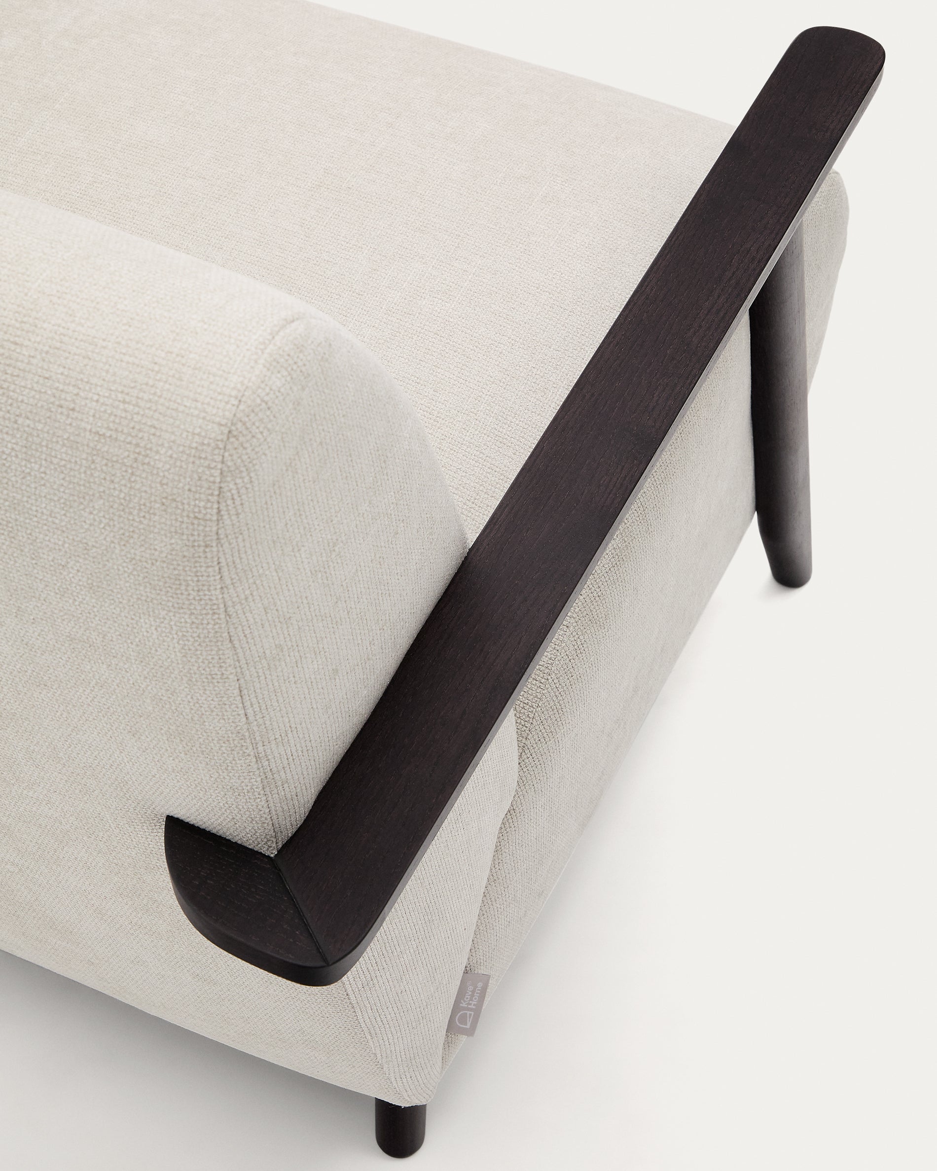 Meghan armchair in pearl chenille and with solid beech wood in a wenge finish FSC Mix Credit - Detail
