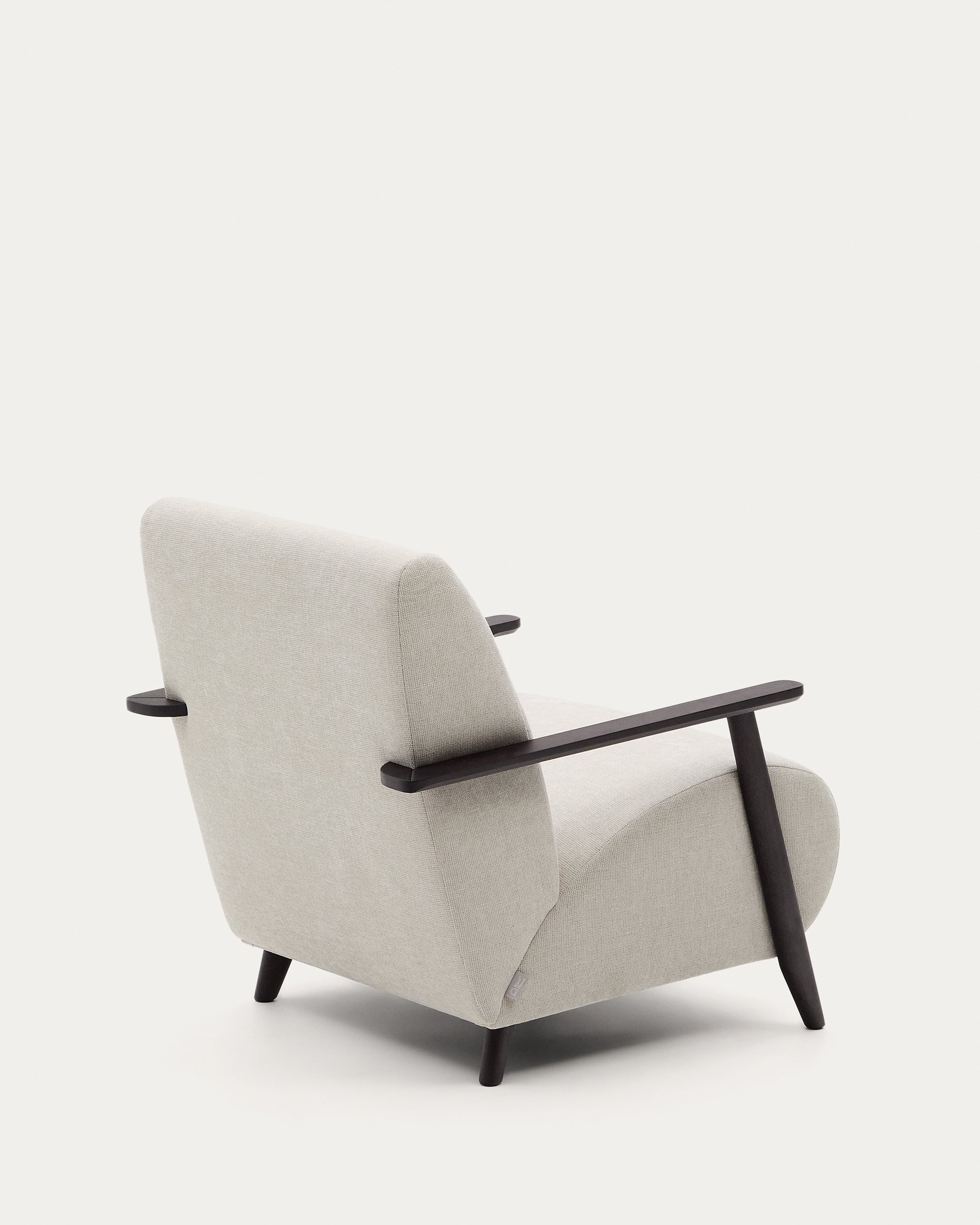 Meghan armchair in pearl chenille and with solid beech wood in a wenge finish FSC Mix Credit - Product View