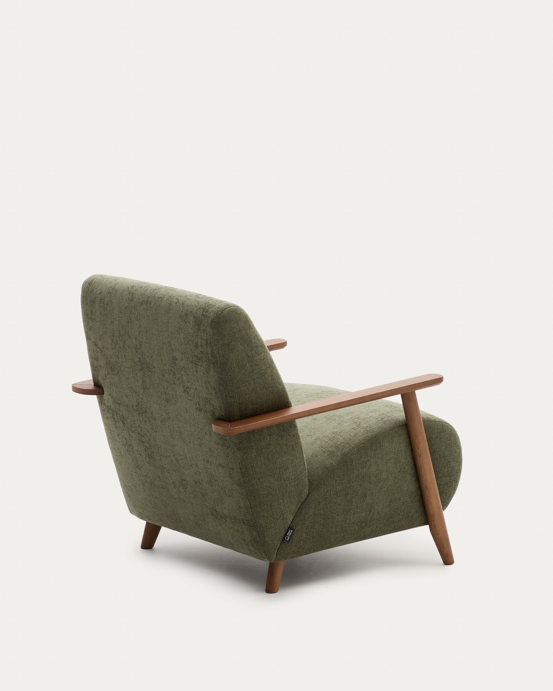 Meghan armchair in green chenille and solid ash wood with walnut finish FSC Mix Credit - Product View