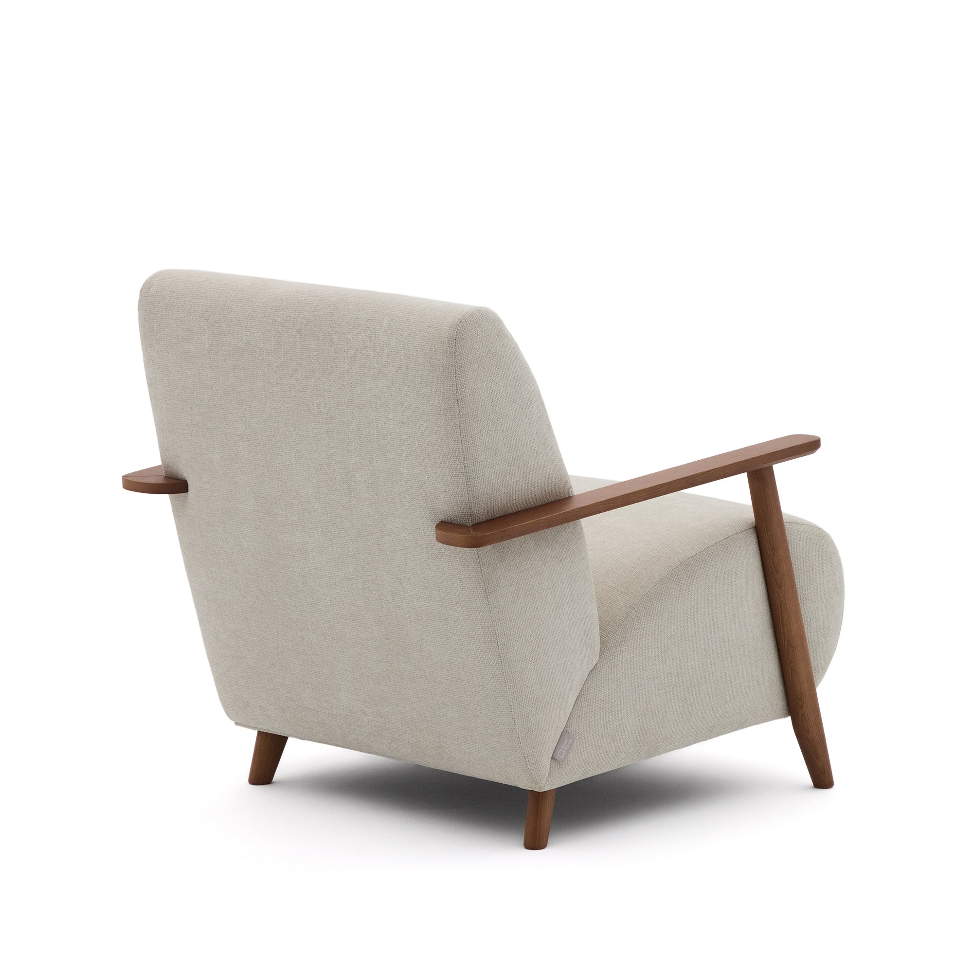 Meghan armchair in pearl chenille and solid ash wood with walnut finish FSC Mix Credit - Product Image