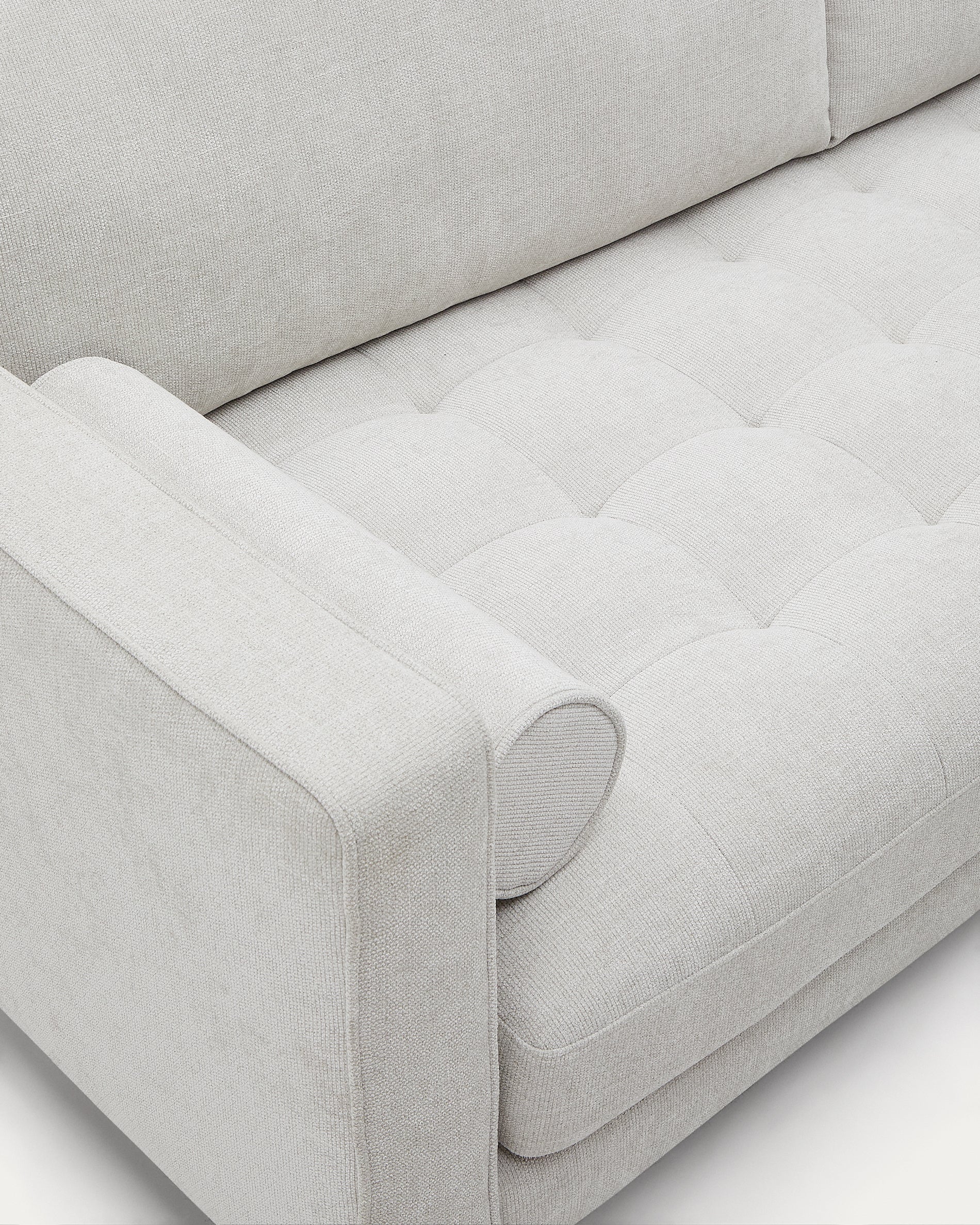 Debra 2-seater sofa in pearl chenille and legs with wenge finish, 182 cm FSC Mix Credit - Detail