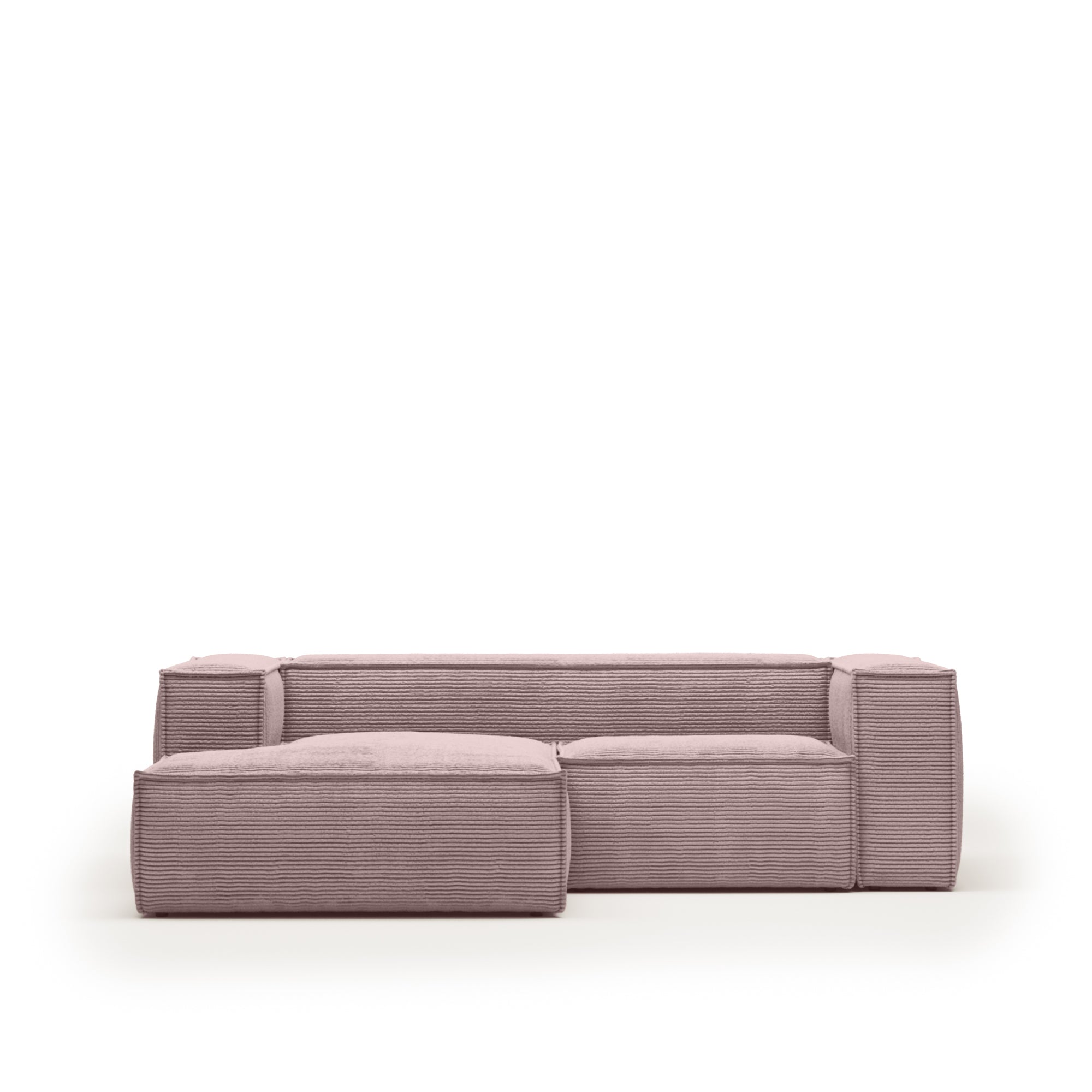 Blok 2-seater left chaise longue sofa in pink thick corduroy 240cm FSC Mix Credit - Product Image