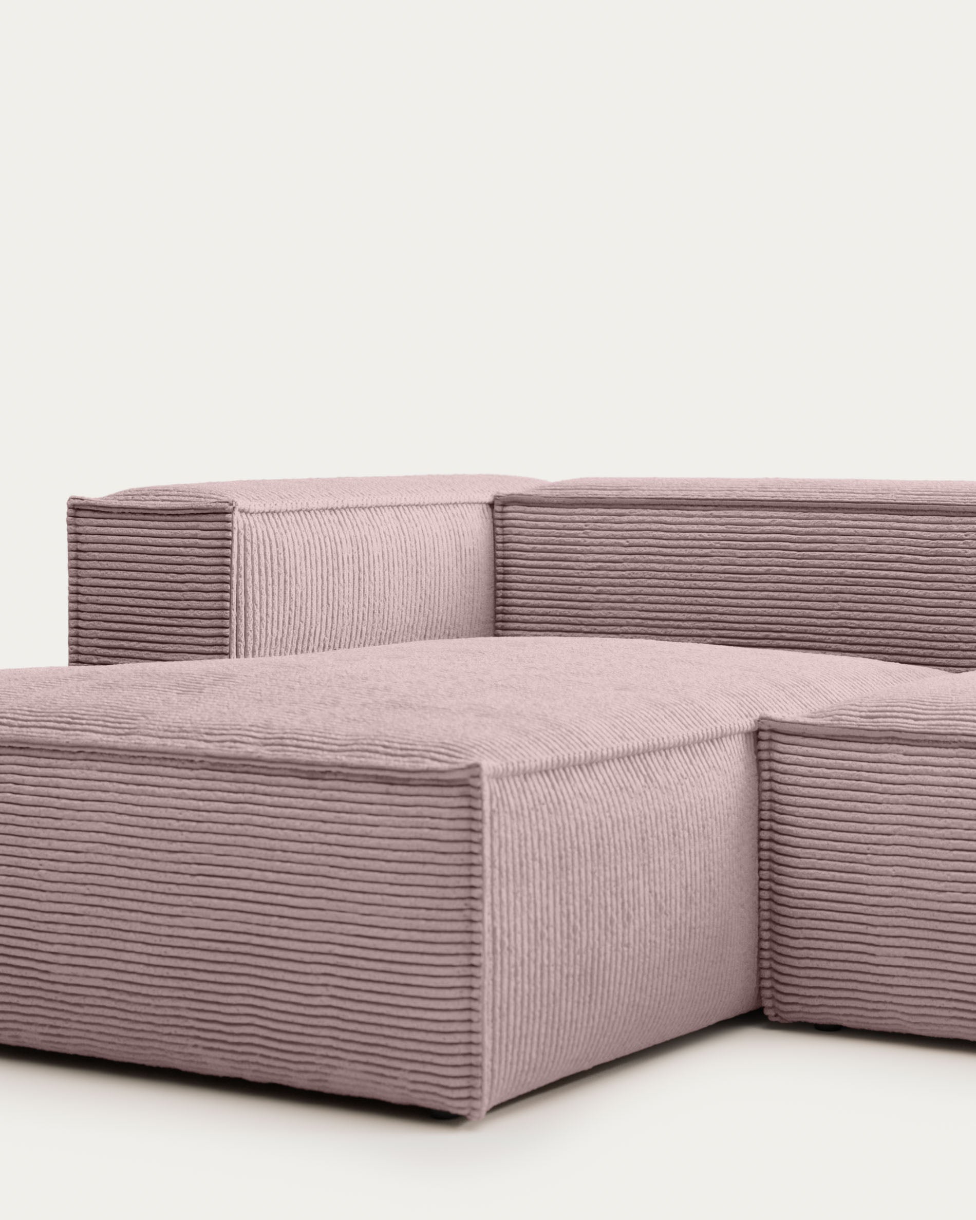 Blok 2-seater left chaise longue sofa in pink thick corduroy 240cm FSC Mix Credit - Detail