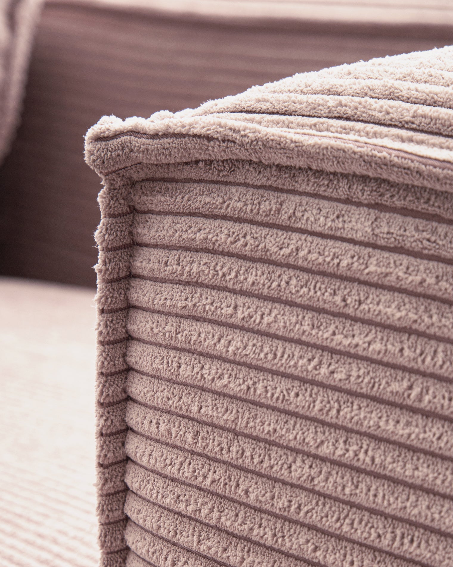 Blok 2-seater left chaise longue sofa in pink thick corduroy 240cm FSC Mix Credit - Detail