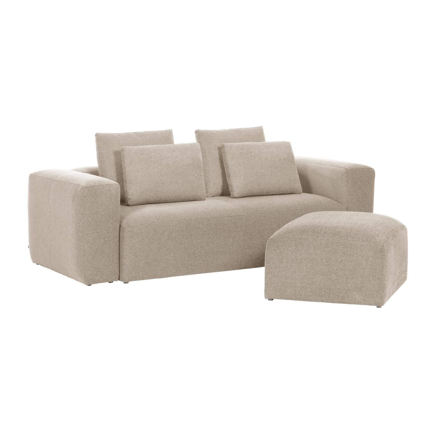 Blok beige chenille footrest 90 x 74cm FSC Mix Credit - Product Image