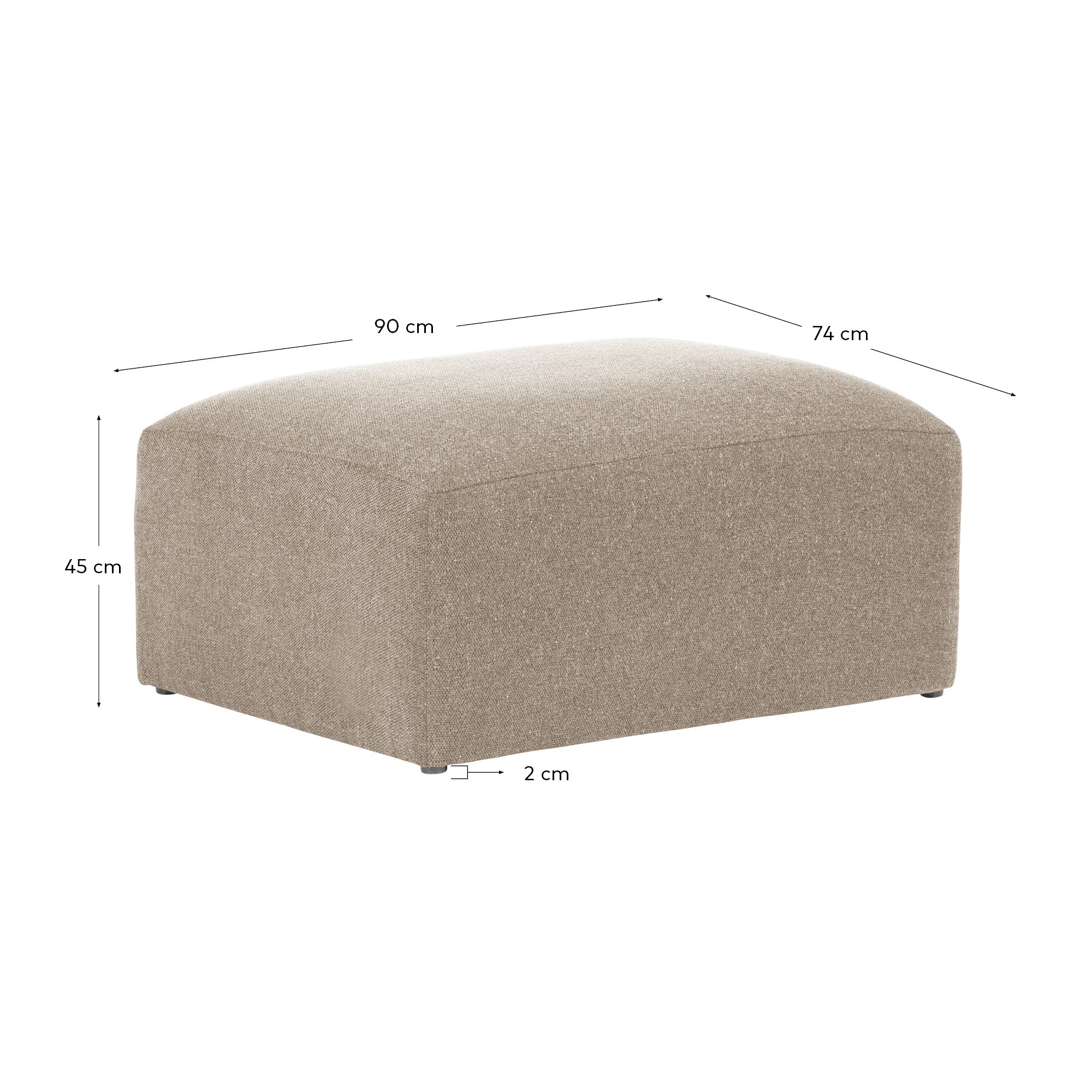 Blok beige chenille footrest 90 x 74cm FSC Mix Credit - Measurements