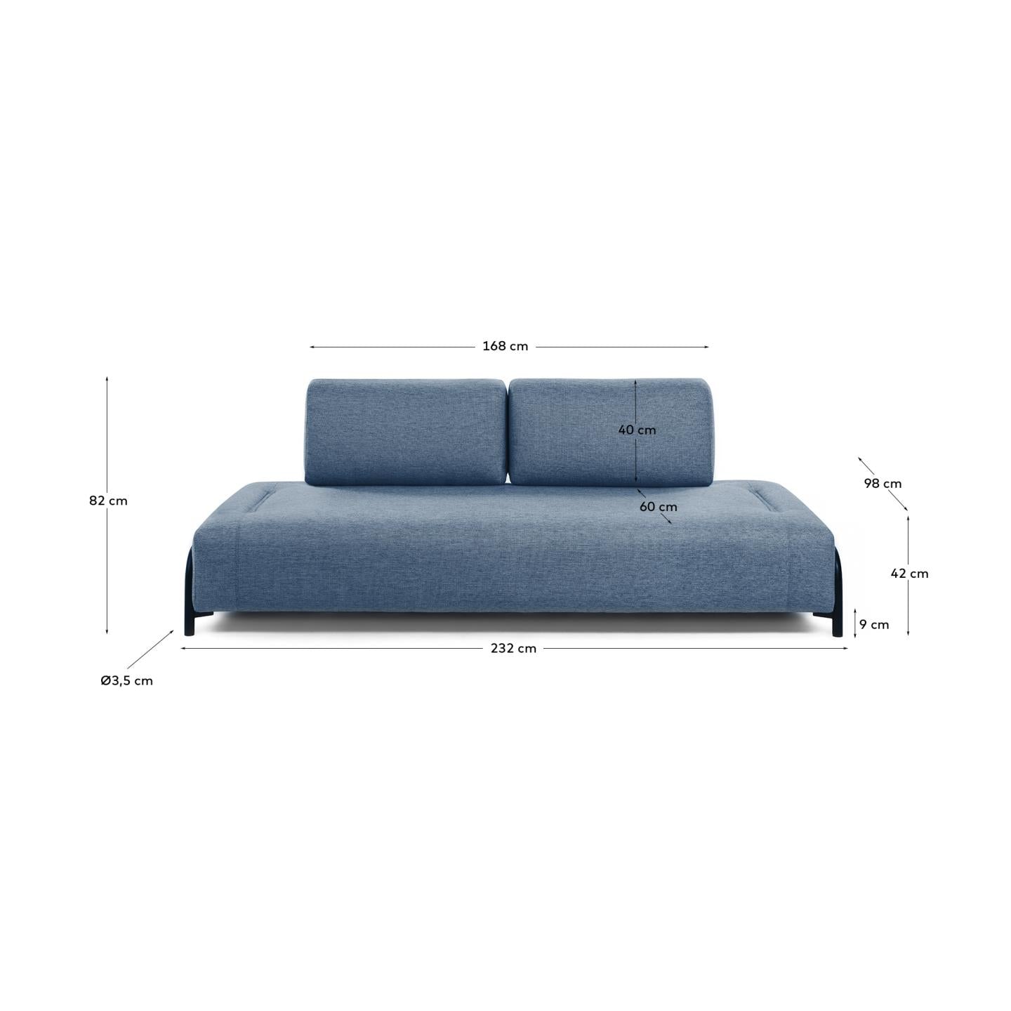 Module 3 seaters Compo blue 232 cm - Measurements