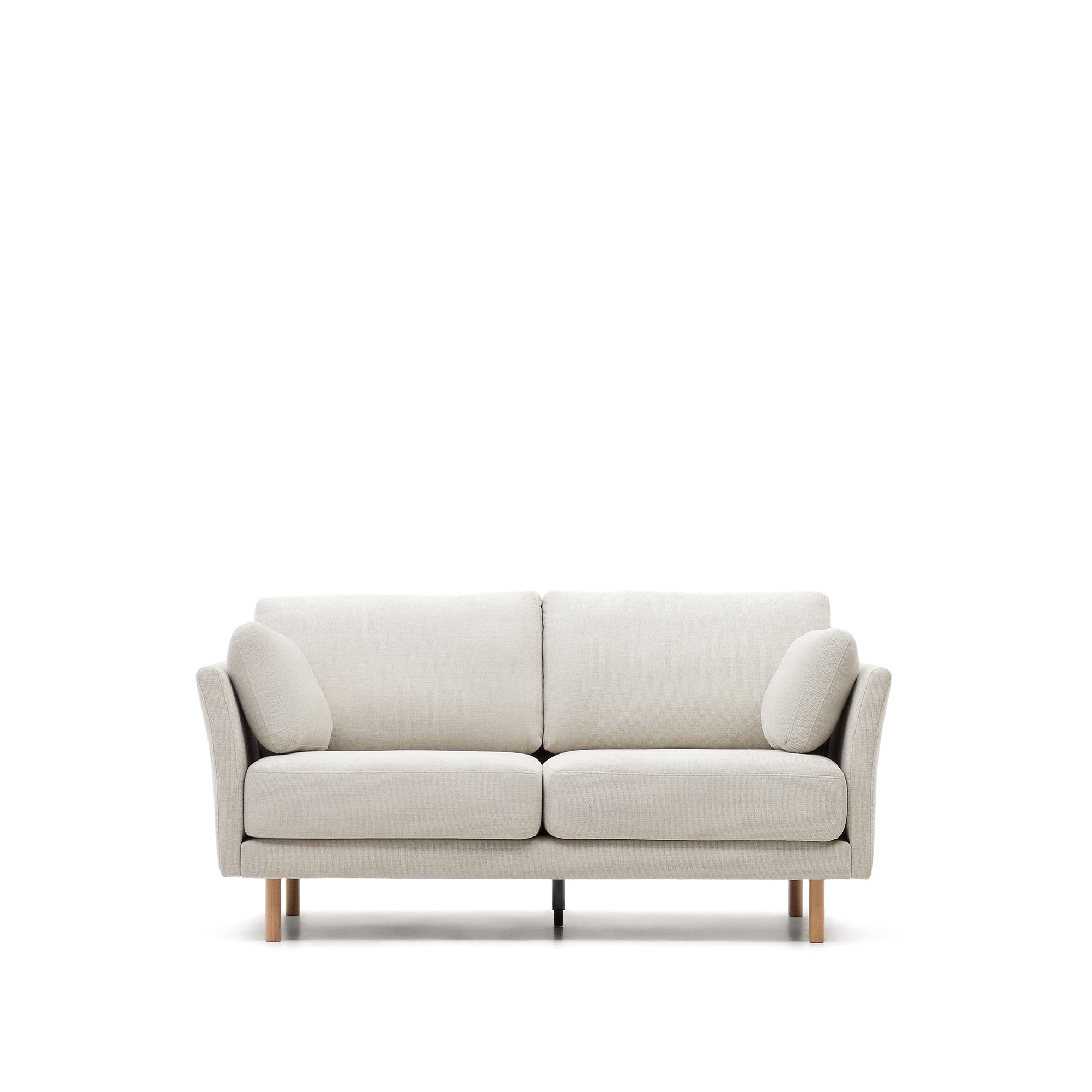 Gilma 2 seater sofa in chenille pearl with natural wood finish legs, 170 cm - Product Image