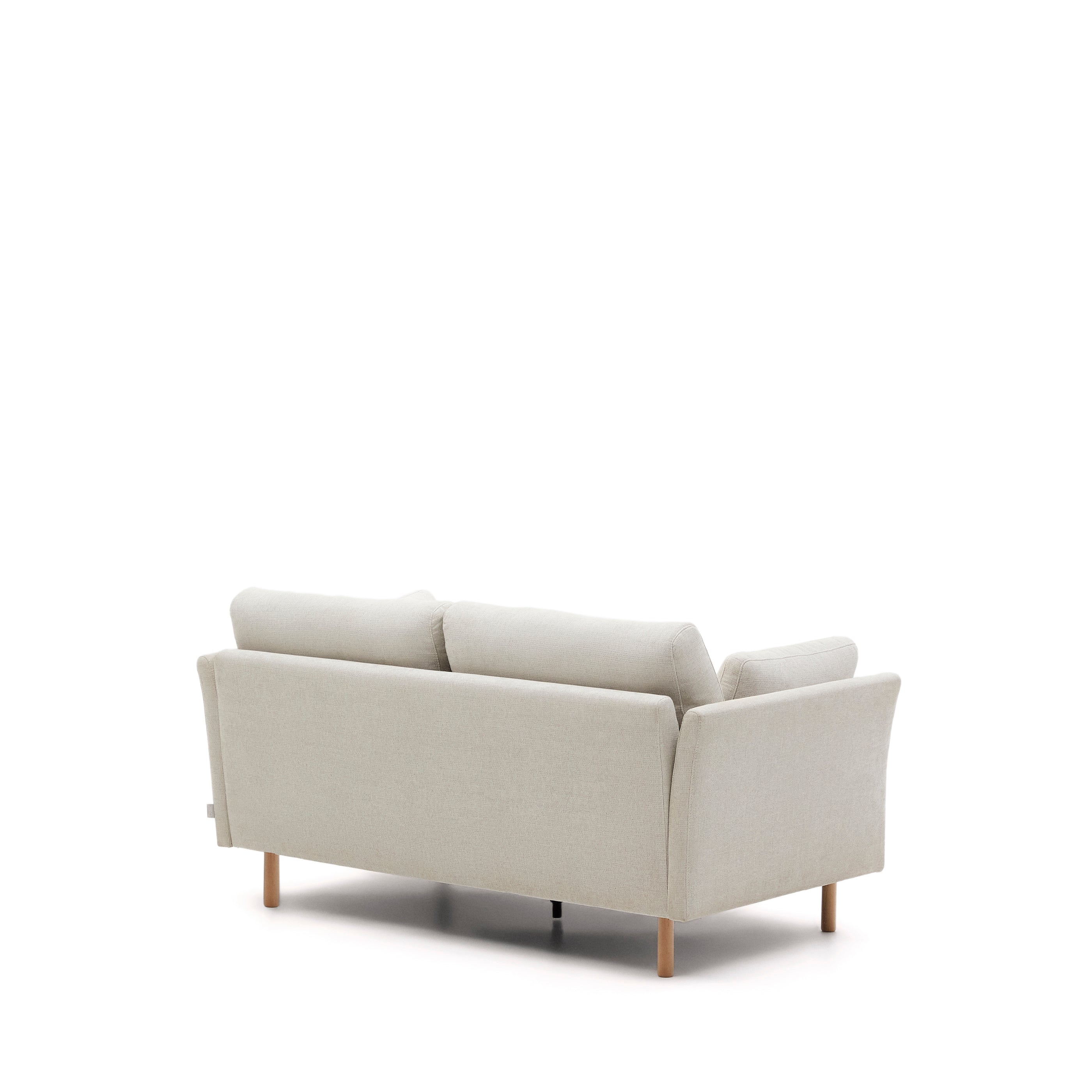 Gilma 2 seater sofa in chenille pearl with natural wood finish legs, 170 cm - Product Image
