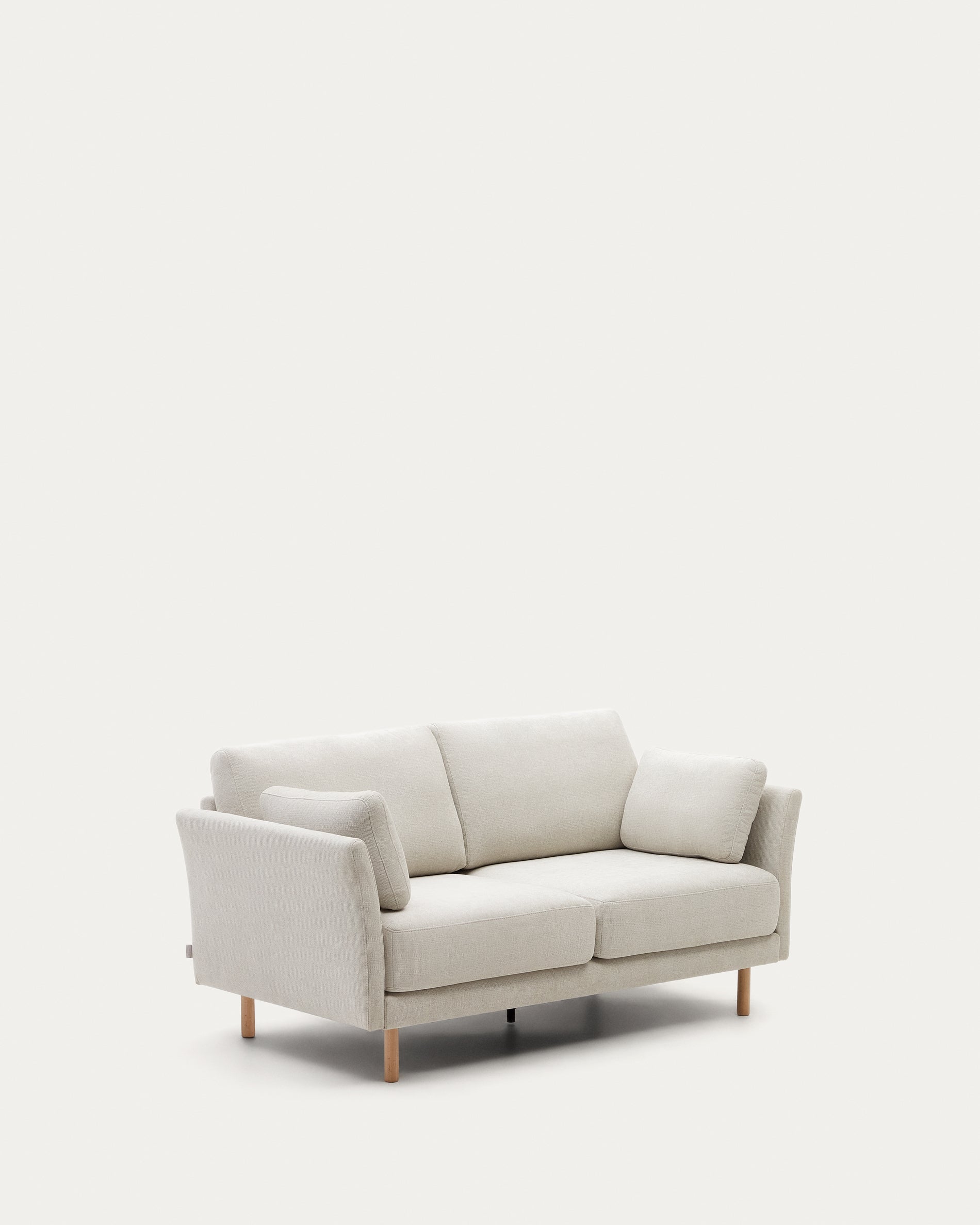 Gilma 2 seater sofa in chenille pearl with natural wood finish legs, 170 cm - Product View