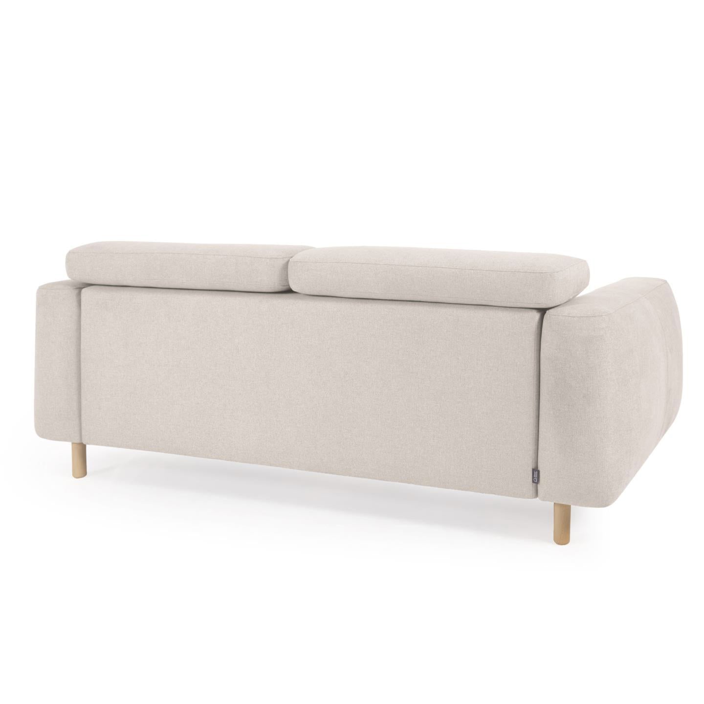 Singa 3 seater sofa with reclining headrest and extendable seat in white 215 cm - Product Image
