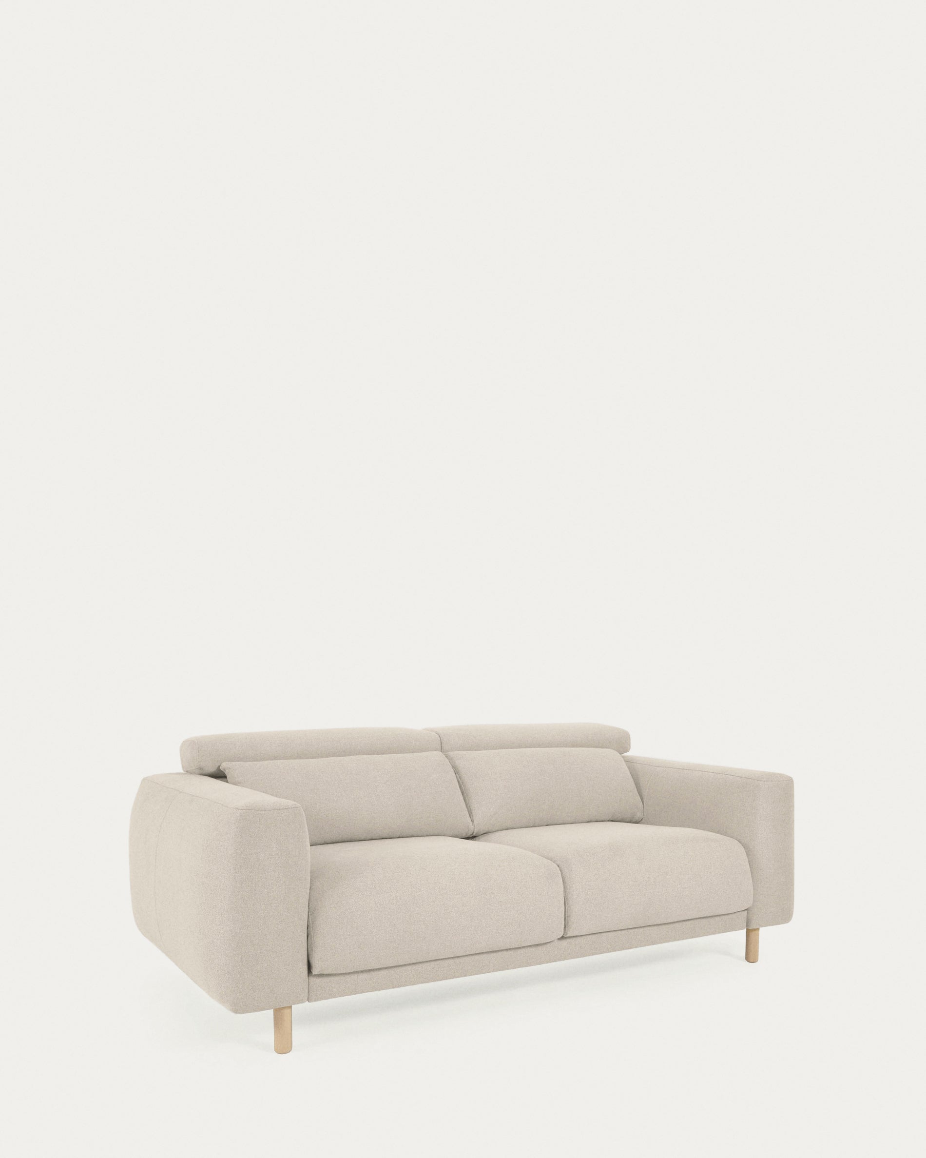 Singa 3 seater sofa with reclining headrest and extendable seat in white 215 cm - Product View