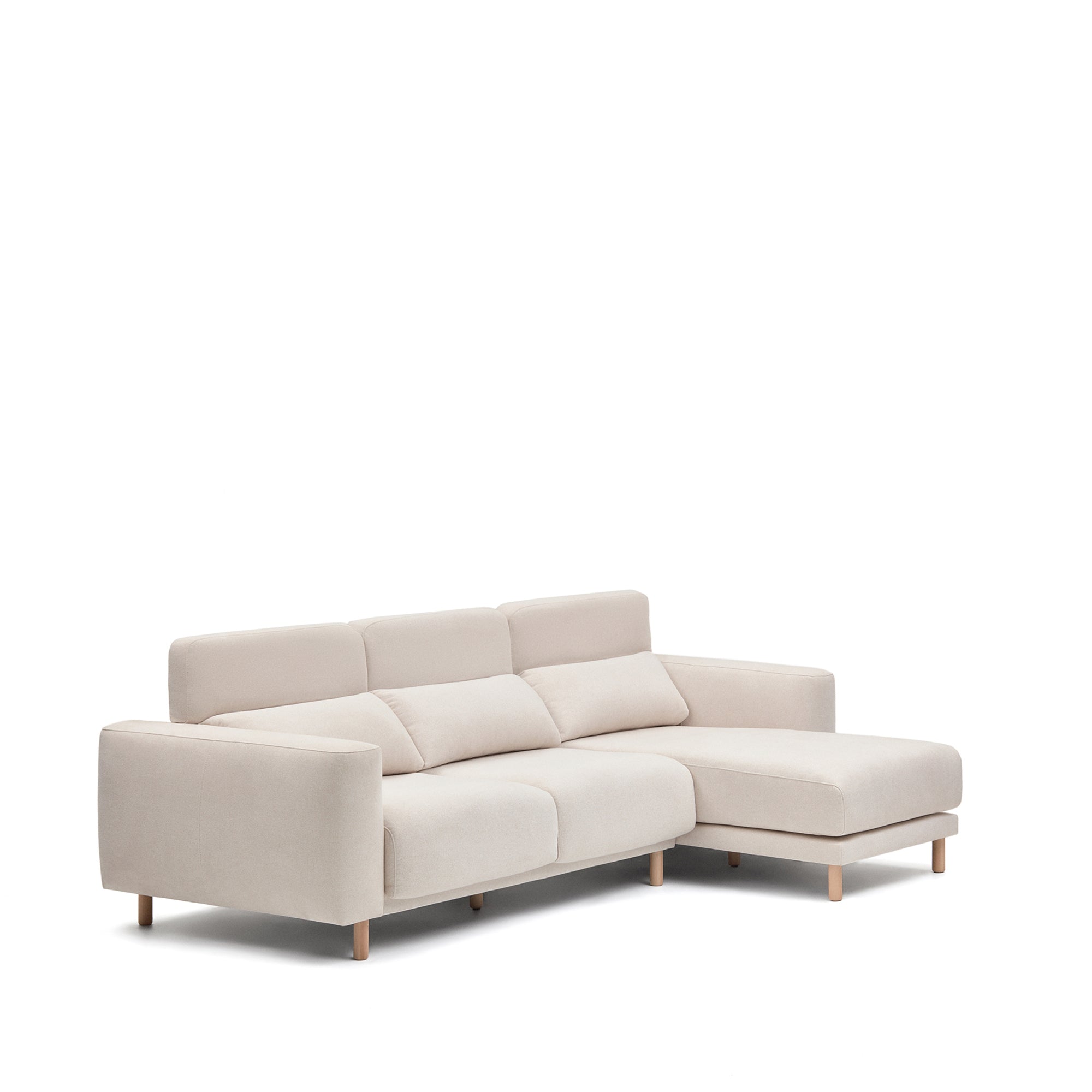 Singa 3 seater sofa with right-hand chaise longue, reclining headrest and extendable seat in white 296 cm - Product Image