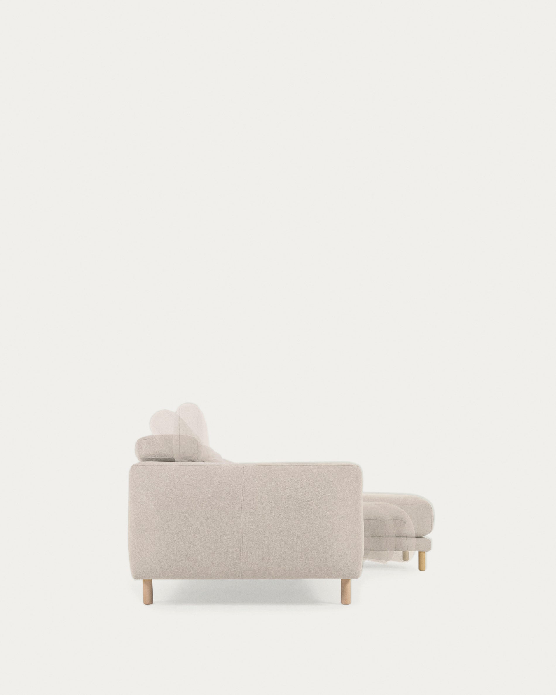 Singa 3 seater sofa with right-hand chaise longue, reclining headrest and extendable seat in white 296 cm - Detail