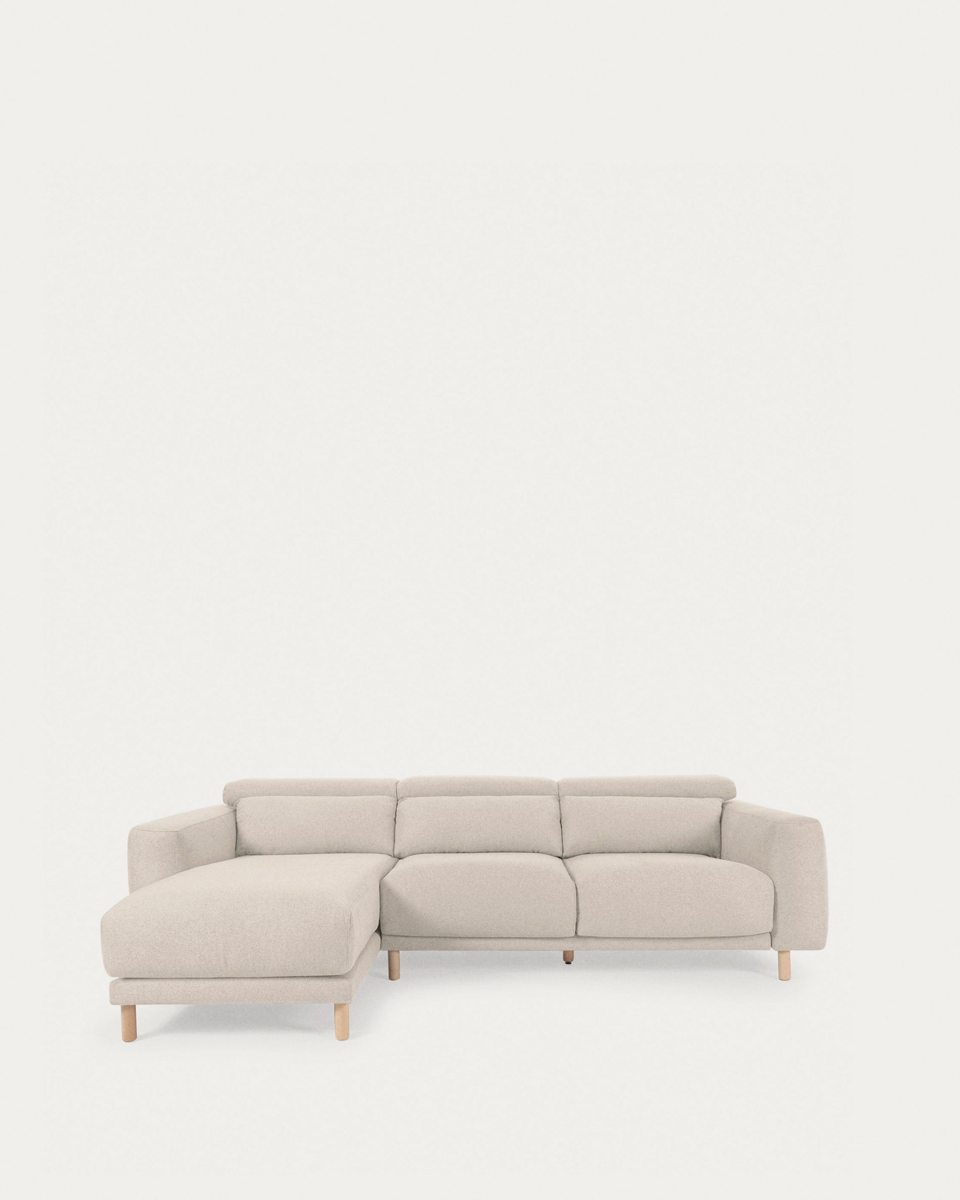 Singa 3 seater sofa with left-hand chaise longue, reclining headrest and extendable seat in white 296 cm - Product View