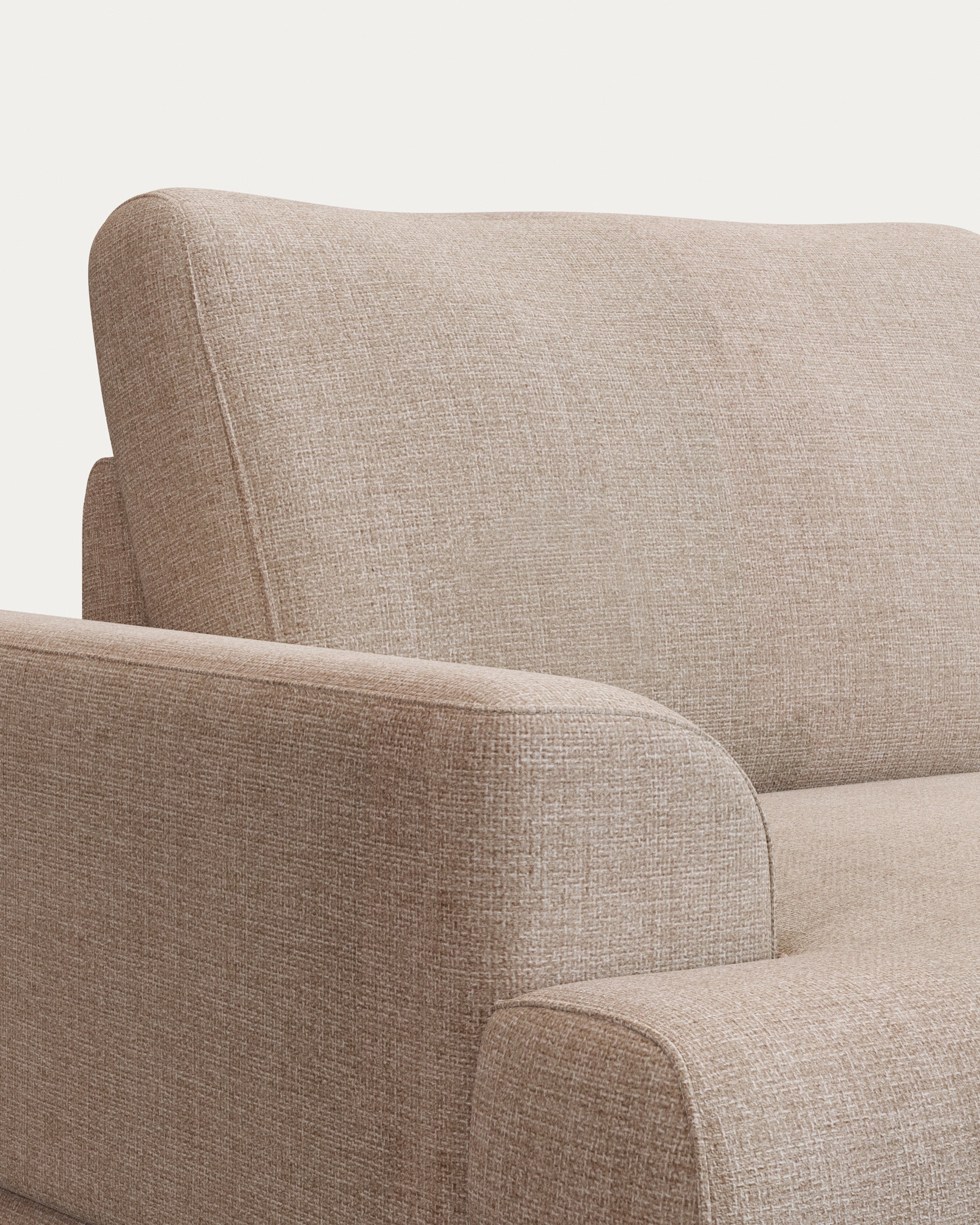 Karin 2-seater sofa beige with solid beech wood legs with natural finish, 210 cm - Detail