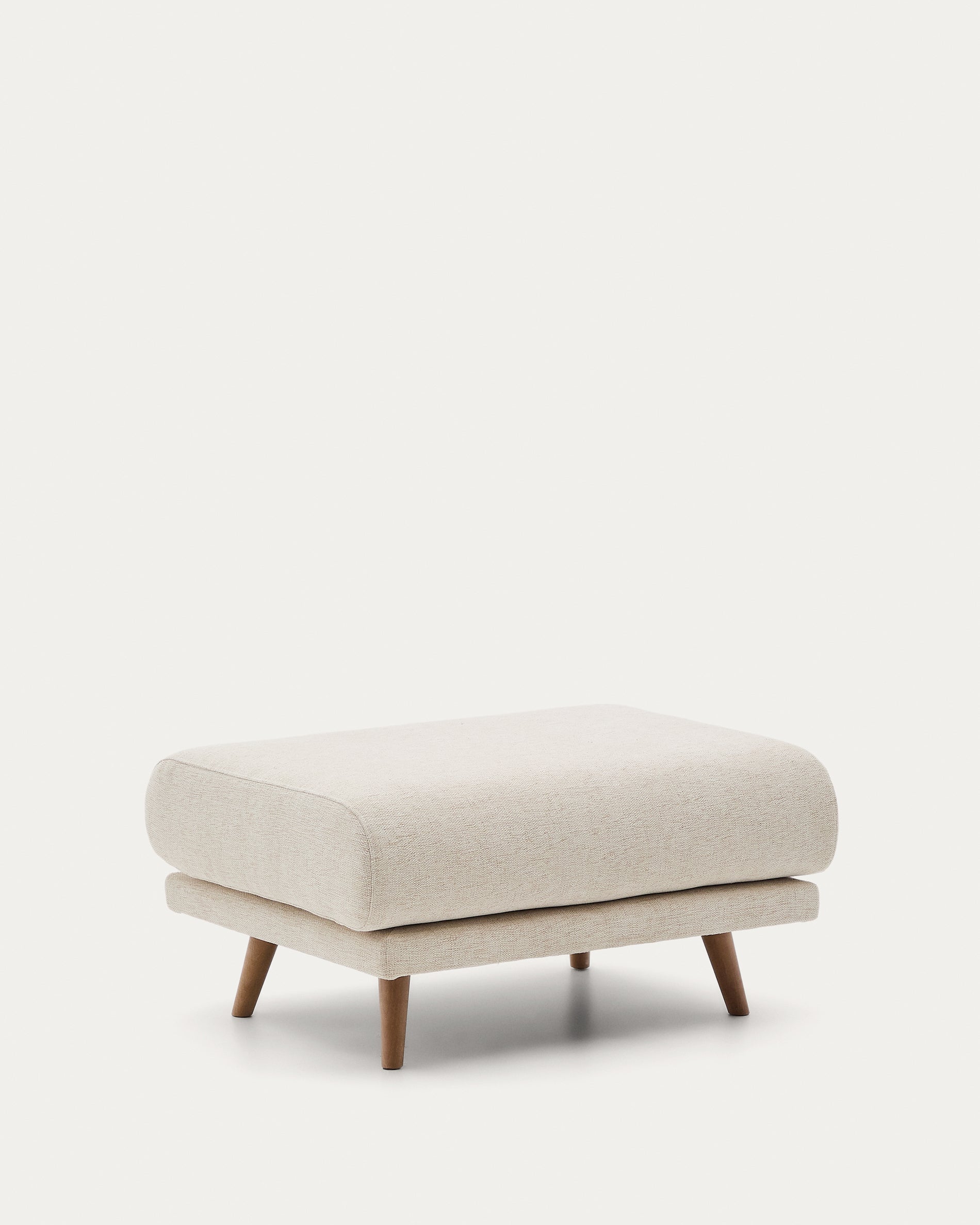 Karin footrest in beige chenille with solid beech wood legs 90 x 70cm - Product View