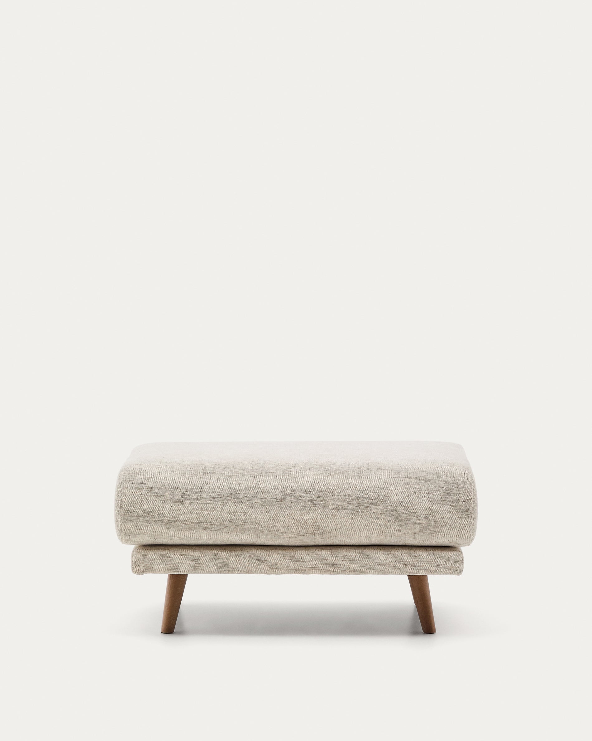 Karin footrest in beige chenille with solid beech wood legs 90 x 70cm - Product View