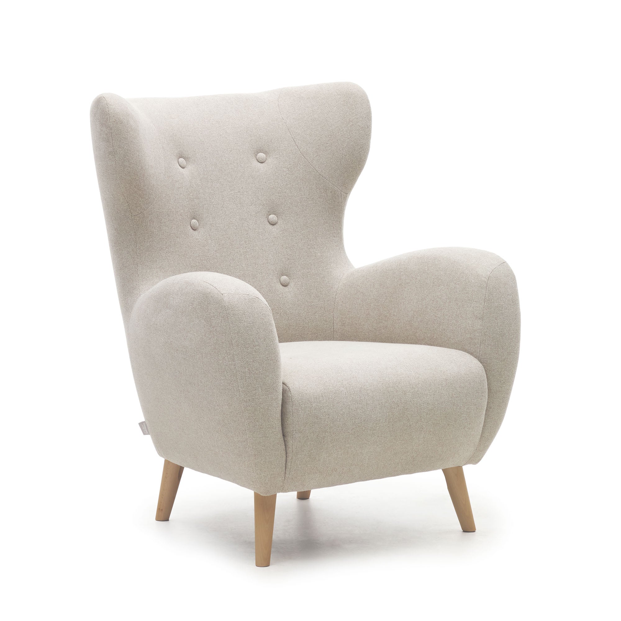 Patio beige armchair with solid beech wood legs FSC Mix Credit - Product Image